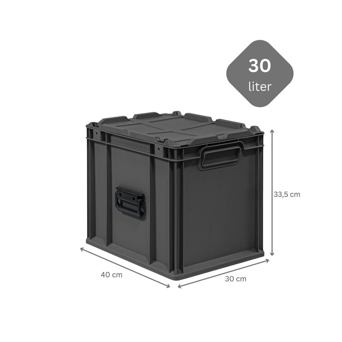 EUROBOX 5x NextGen Portable, HxBxT 33,5x30x40cm, 30 Liter, Schwarz - Schwarz, Kunststoff (30/33.5/40cm) - PROREGAL