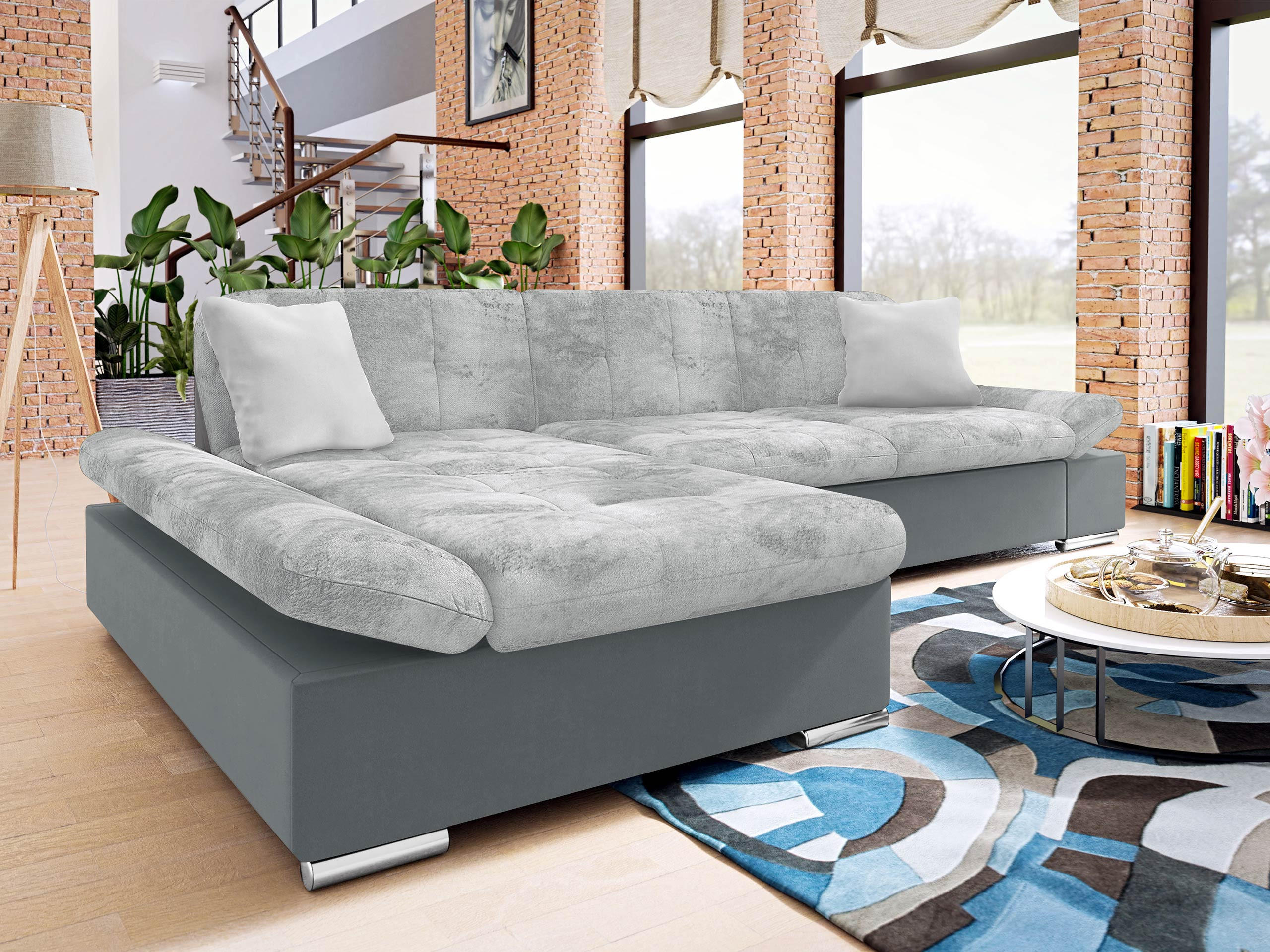 ECKSOFA Malwi Premium, Seite: Links - Grau, Holz/Textil (278/161cm) - MIRJAN24