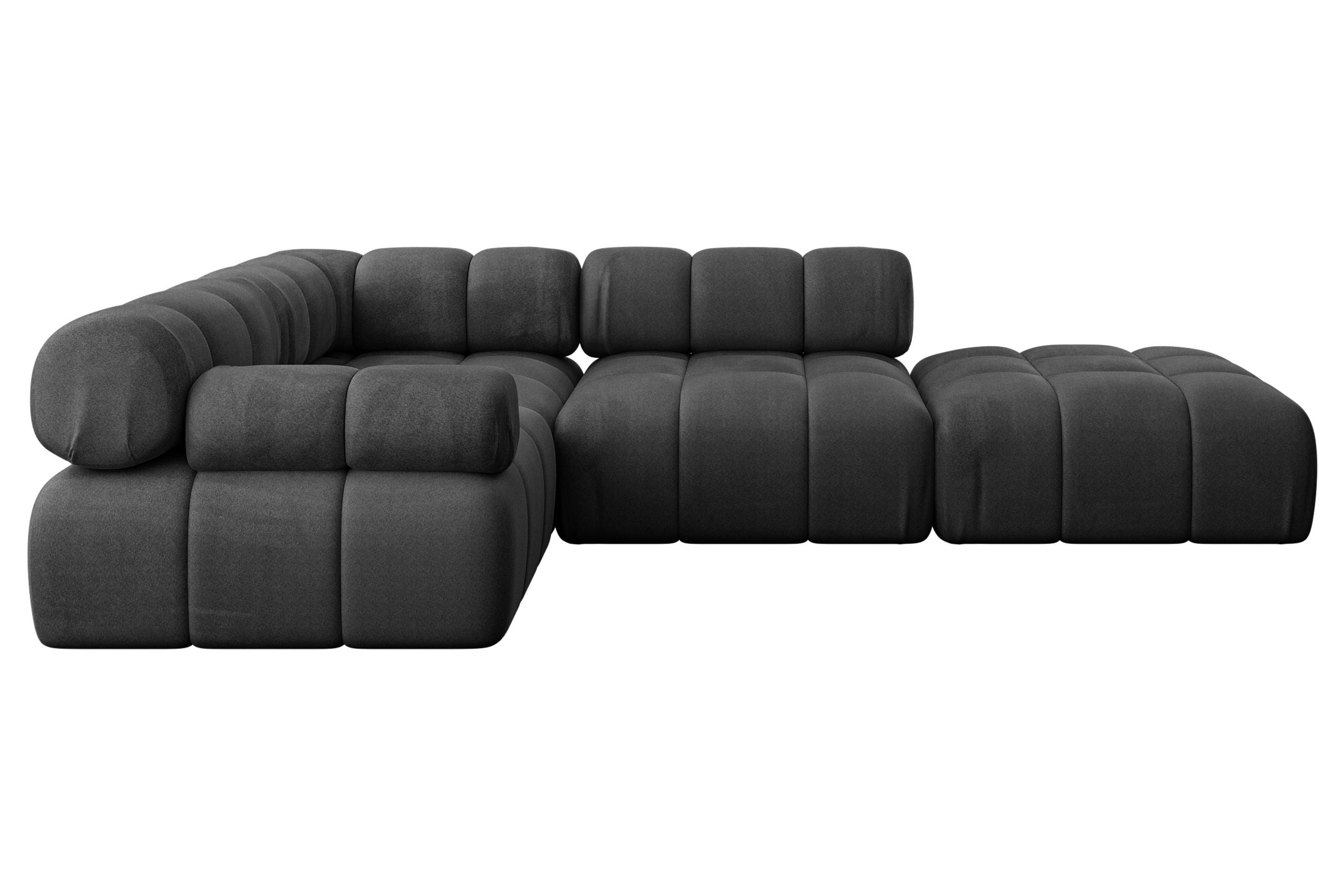 ECKSOFA modulares Sofa Felto-L1 - 285x190x70 cm Schwarz Velours - Schwarz, Holzwerkstoff/Textil (285/190cm) - ALTDECOR