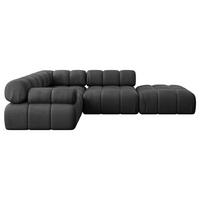 ECKSOFA modulares Sofa Felto-L1 - 285x190x70 cm Schwarz Velours - Schwarz, Holzwerkstoff/Textil (285/190cm) - ALTDECOR