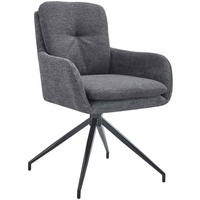 ESSZIMMERSTUHL Stoff Dunkelgrau - Dunkelgrau/Schwarz, Textil/Metall (58/85/63cm) - CLP