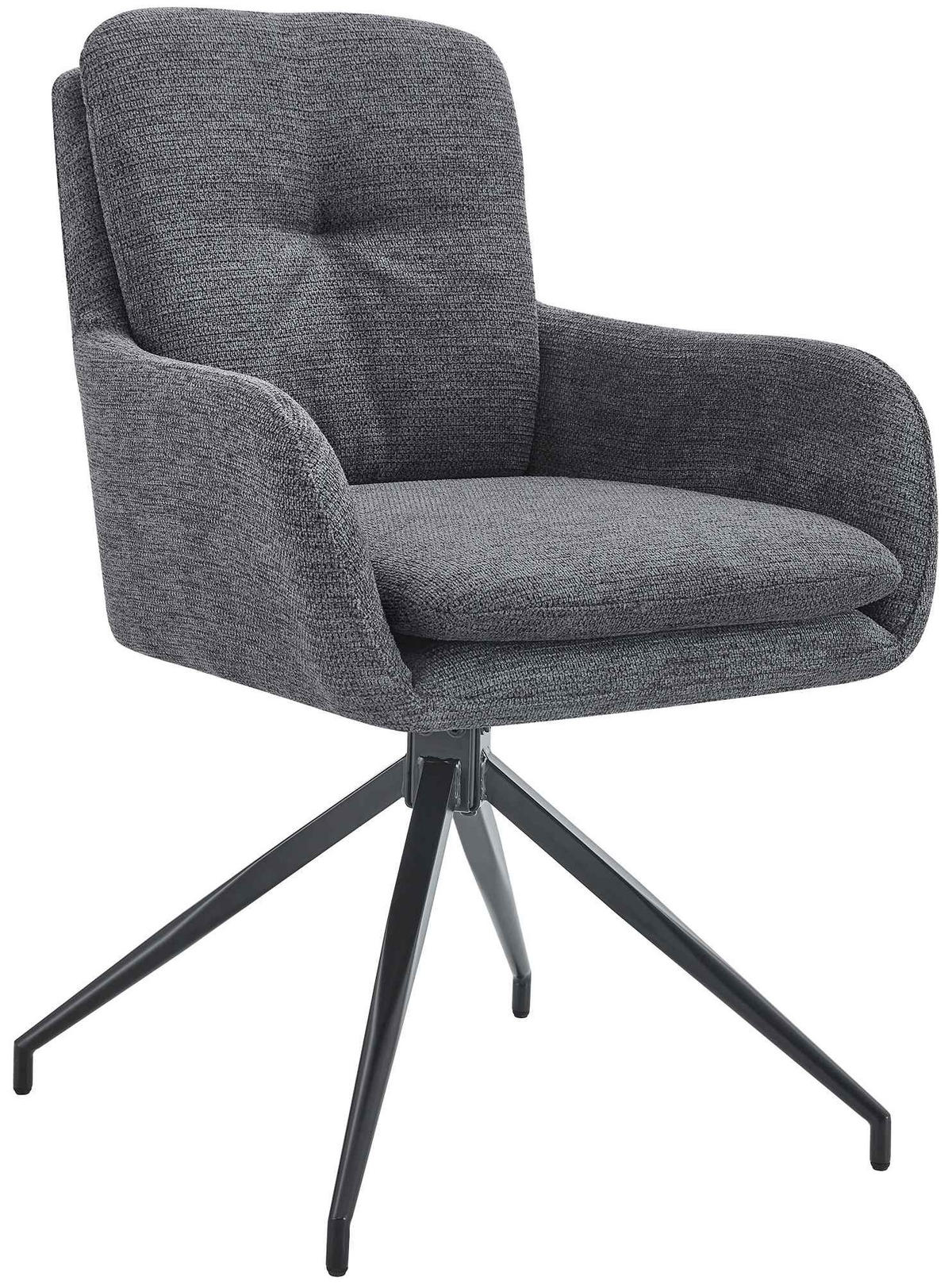 ESSZIMMERSTUHL Stoff Dunkelgrau - Dunkelgrau/Schwarz, Textil/Metall (58/85/63cm) - CLP
