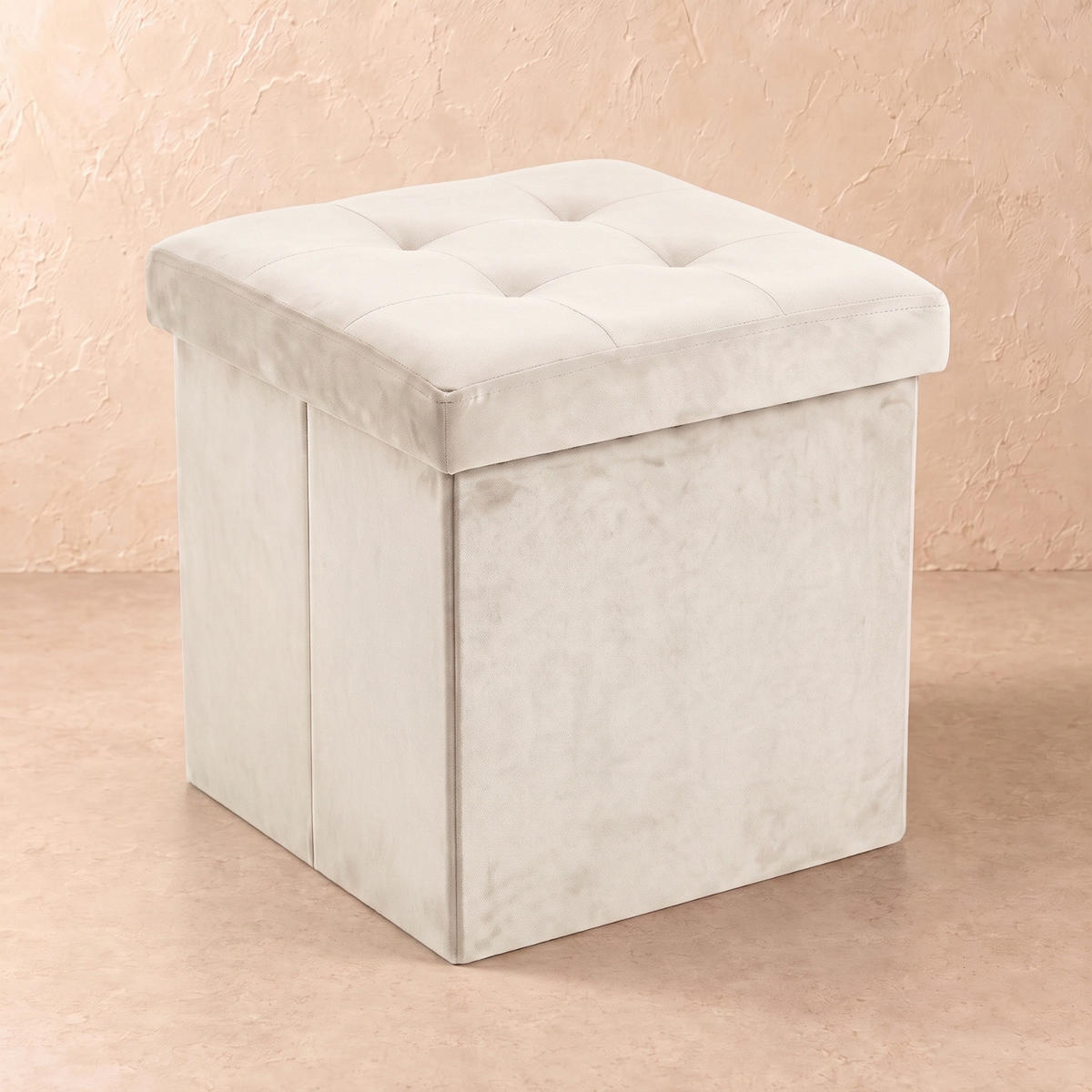 HOCKER mit Stauraum 38/38/38 cm - Beige, Textil (38/38/38cm) - SCENA LIVING