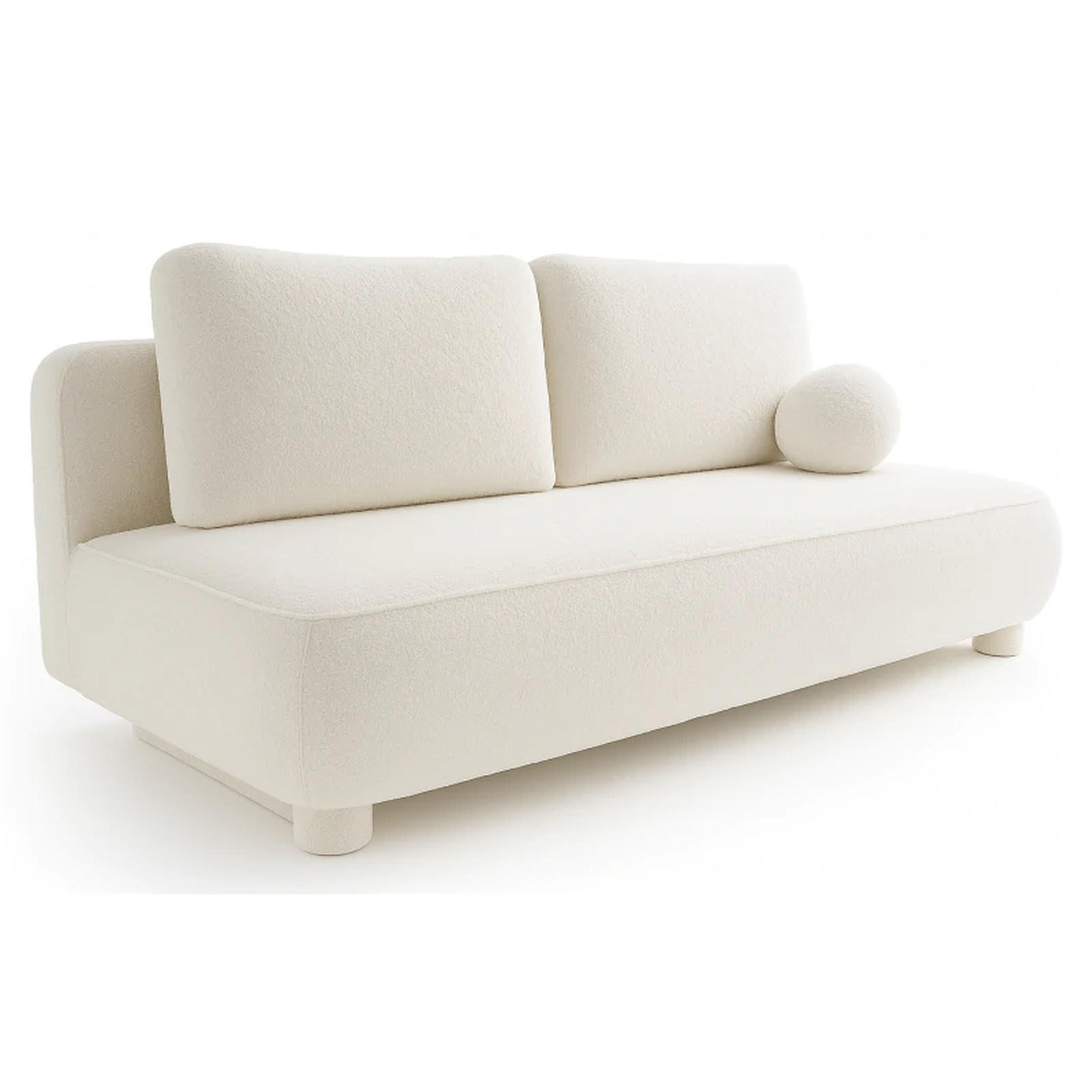 SCHLAFSOFA MAJA, Sofa mit Schlaffunktion und Bettkasten, Farbe: Weiß, Bouclé-Stoff - Weiß, Textil (209/96/96cm) - Sepro Meble
