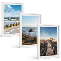 BILDER SET 3er Set - 40x60 cm Weißer Rahmen - Strandwellen, Himmelsbrücke, Spaziergang - Weiß, Kunststoff (40/60cm) - TULUP