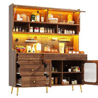 BUFFET 145/39/171 cm walnuss aus MDF und Glas mit LED - Walnussfarben, Holzwerkstoff (145/171/39cm) - OKWISH