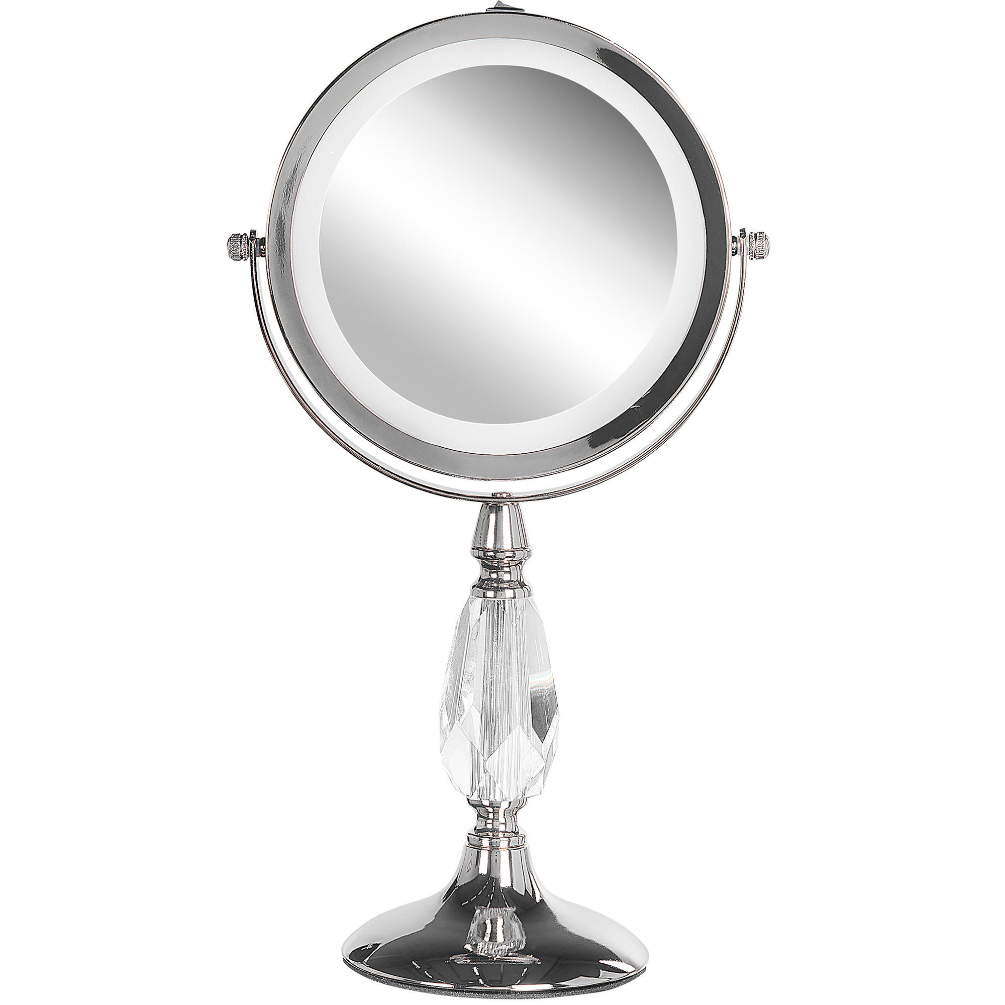 KOSMETIKSPIEGEL silber mit LED-Beleuchtung 18 cm Maury - Silberfarben, Metall (18/37/12cm) - Beliani