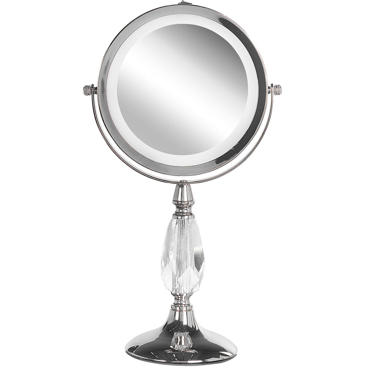 KOSMETIKSPIEGEL silber mit LED-Beleuchtung 18 cm Maury - Silberfarben, Metall (18/37/12cm) - Beliani