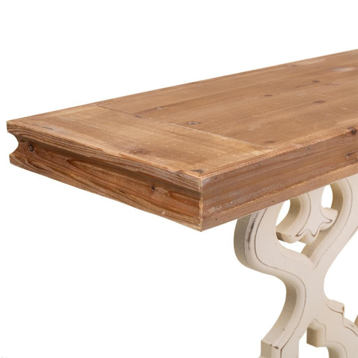 EINGANGSKONSOLE aus geschnitztem Holz 142x30x79 cmWeiße - Beige, Holz (30/142/78.5cm) - Wanderlust
