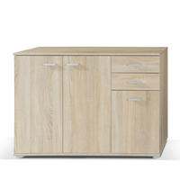 KOMMODE MICHELE 106/75/35 cm mit 2 Schubladen 3 Türen Sonoma Eiche - Sonoma Eiche, Holzwerkstoff (106/75/35cm) - MASSENO