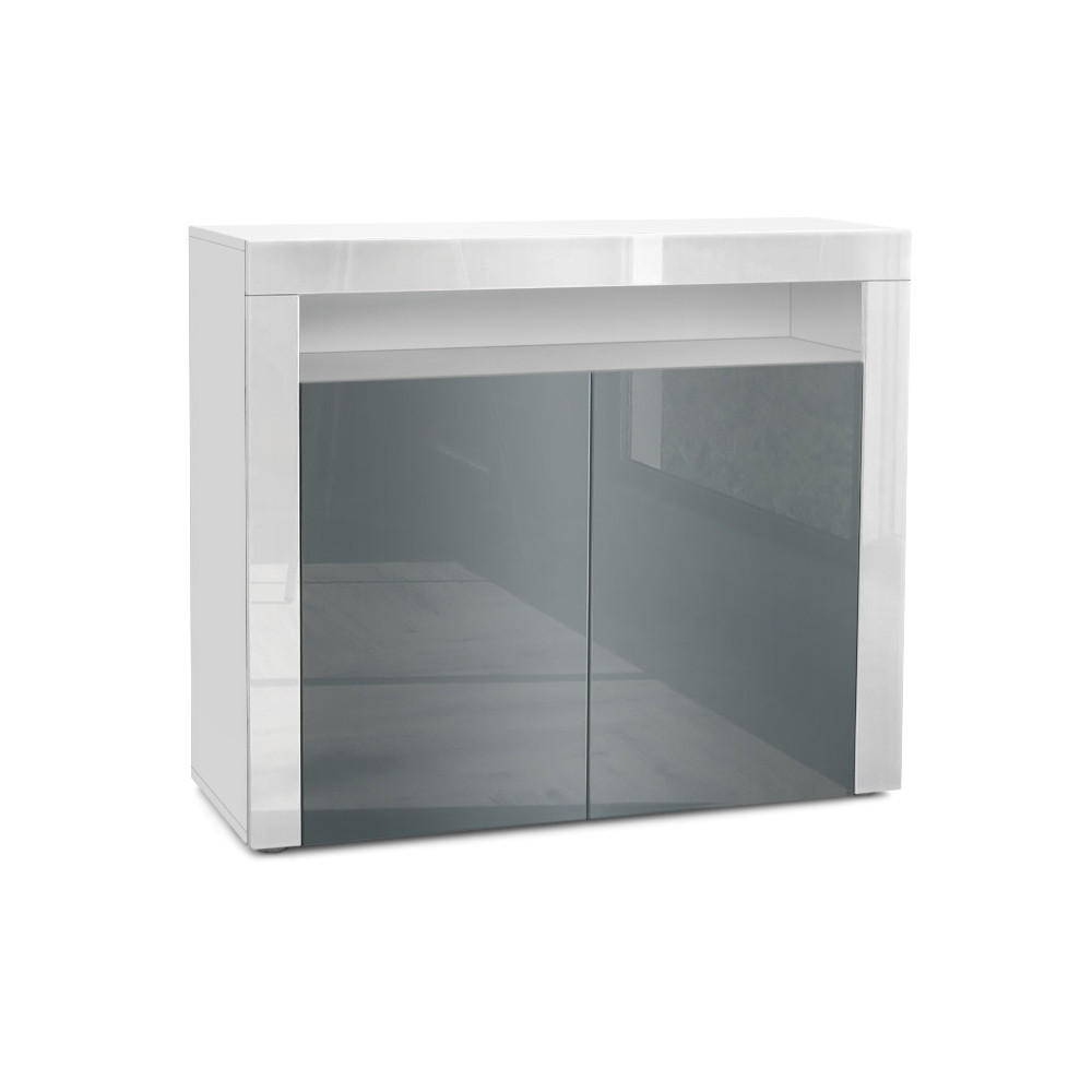 KOMMODE Valencia Grau Hochglanz / Weiß Hochglanz - Grau, Holzwerkstoff (108/92/40cm) - Vladon