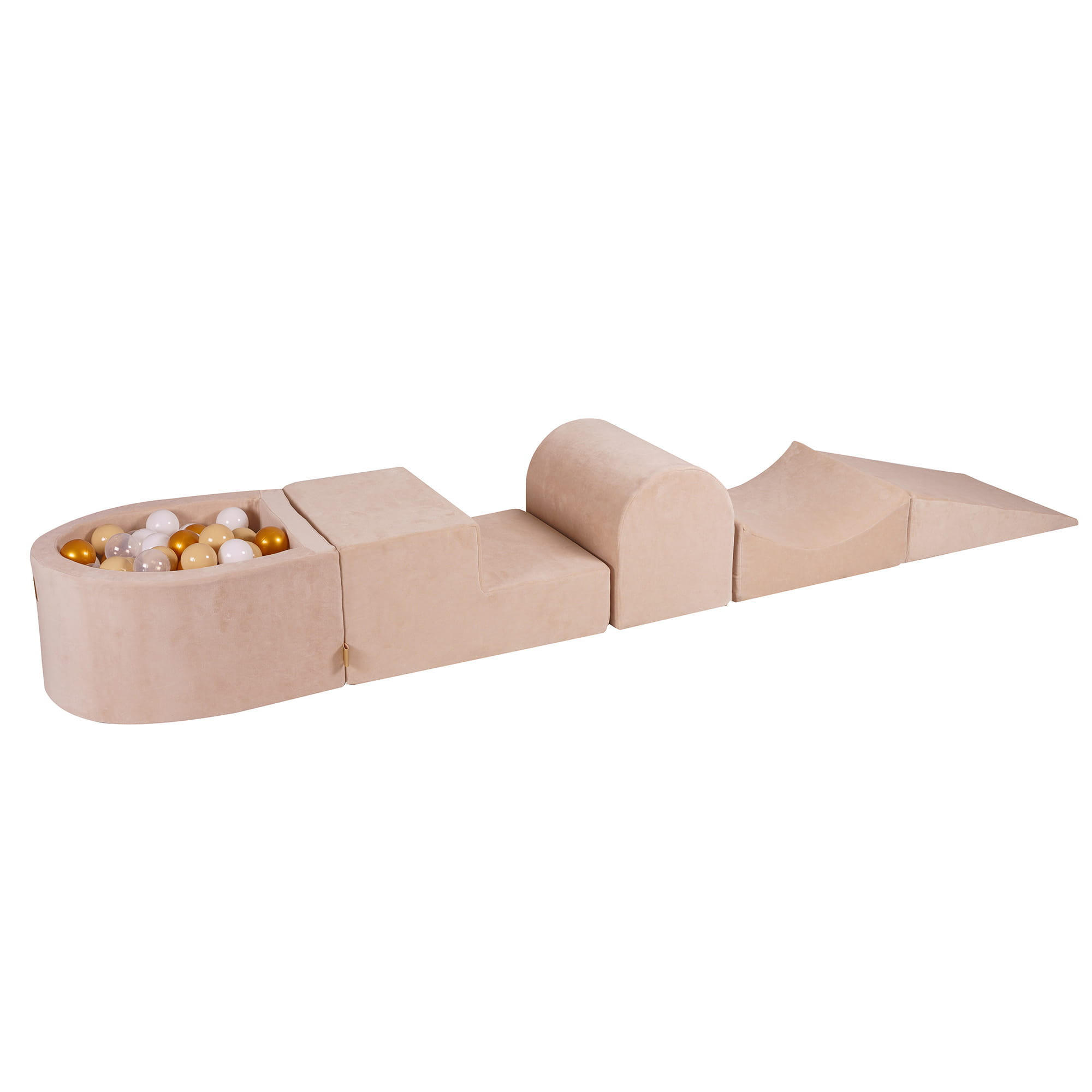 MeowBaby Bällebad Ecru, Gold, Beige, Weiß, Transparent 45x30x250 cm