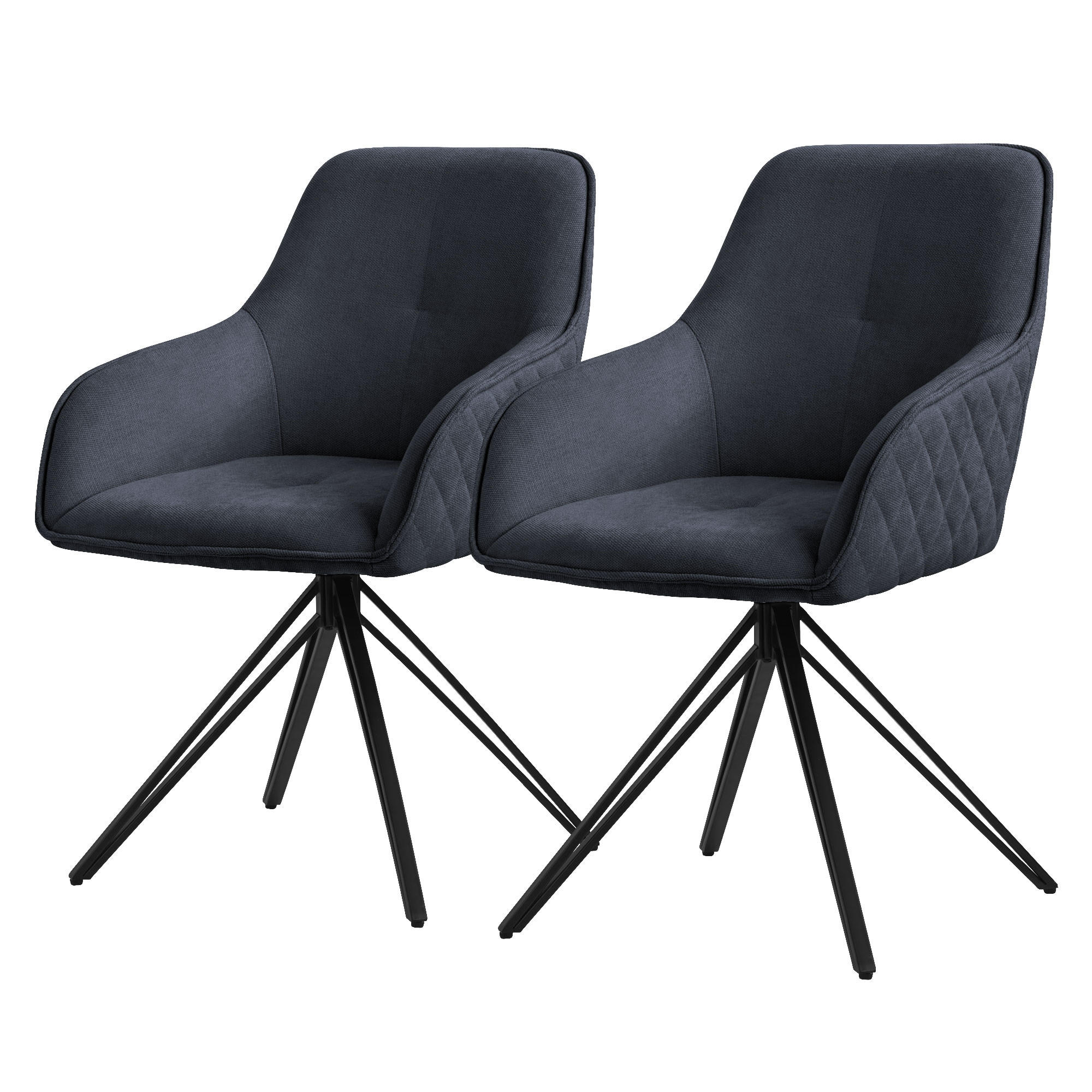 ML-DESIGN JÍDELNÍ ŽIDLE, sada 2 ks, otočné, antracitová tkanina