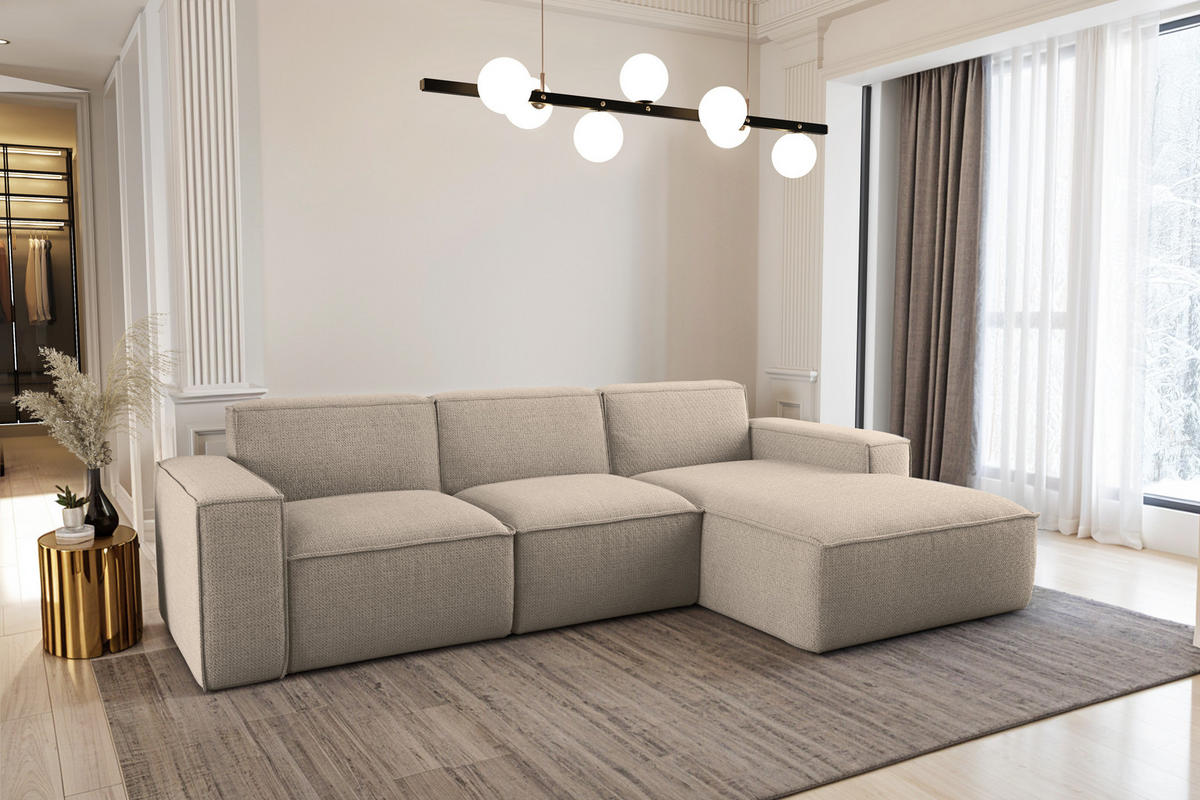ECKSOFA L-Form Siena Stoff Artico Beige Rechts - Beige, Holz (266/165cm) - Kaiser Möbel