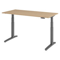 SCHREIBTISCH elektrisch XBHM 80/160/74 cm in Eichefarben/Graphitfarben - Eichefarben/Graphitfarben, Holzwerkstoff (80/160/74cm) - bümö