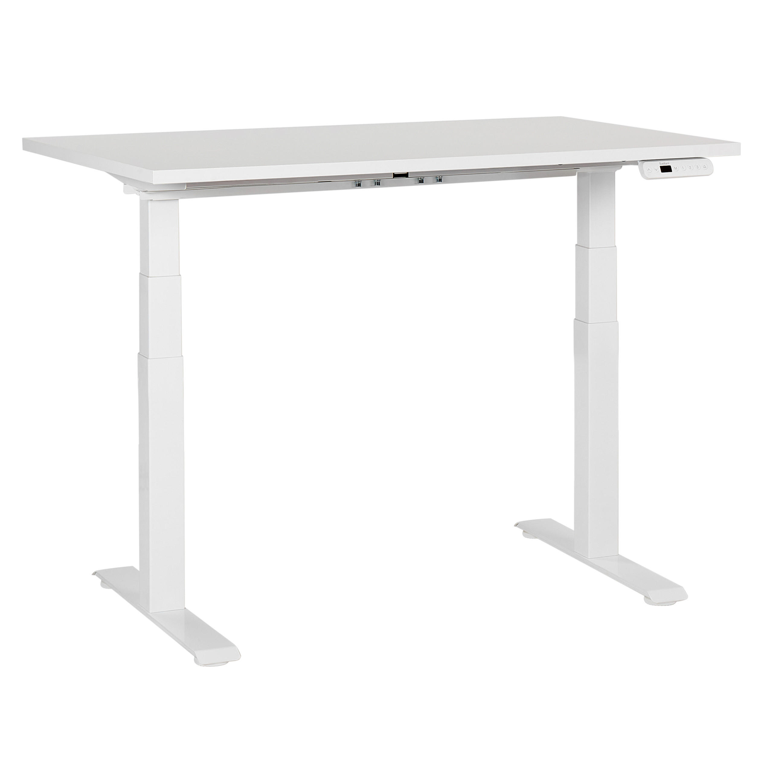 SCHREIBTISCH weiß 120/72 cm elektrisch höhenverstellbar Destines - Weiß, Holz (72/120/63cm) - Beliani