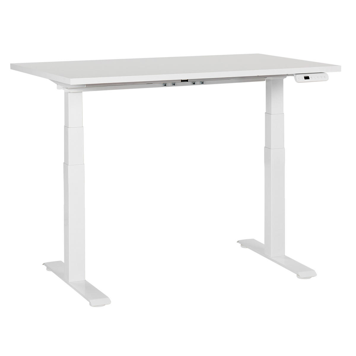 SCHREIBTISCH weiß 120/72 cm elektrisch höhenverstellbar Destines - Weiß, Holz (72/120/63cm) - Beliani