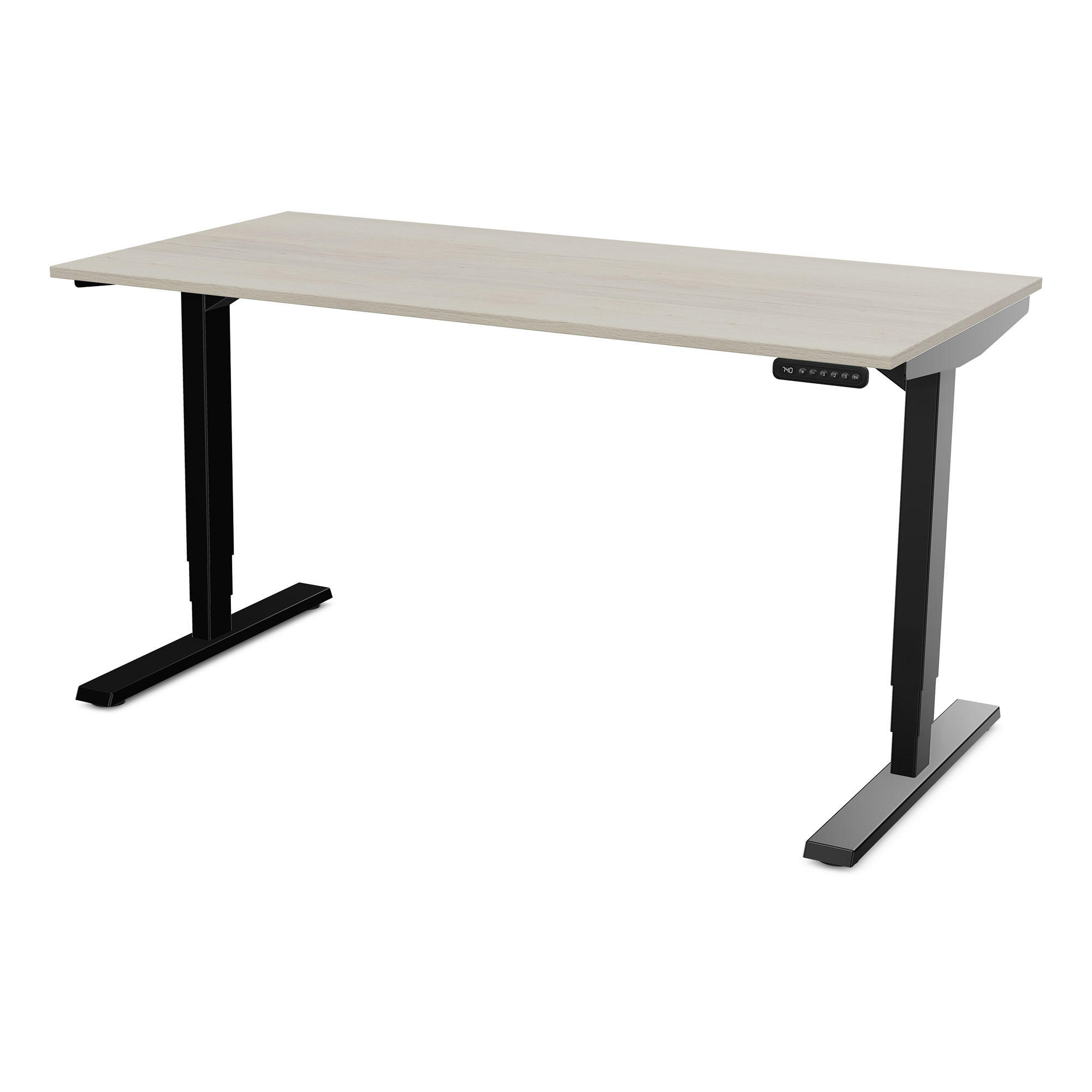 SCHREIBTISCH Elektrisch höhenverstellbarer Schreibtisch Y-Line Eiche Polar Schwarz 120/80/62-127cm - Eiche Bianco/Schwarz, Holzwerkstoff/Metall (80/120/127cm) - ASSMANN