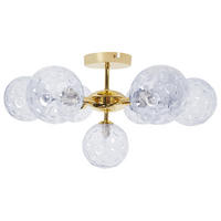 DECKENLAMPE Blau/Gold Anadyr - Blau/Goldfarben, Glas (52/52/28cm) - Beliani
