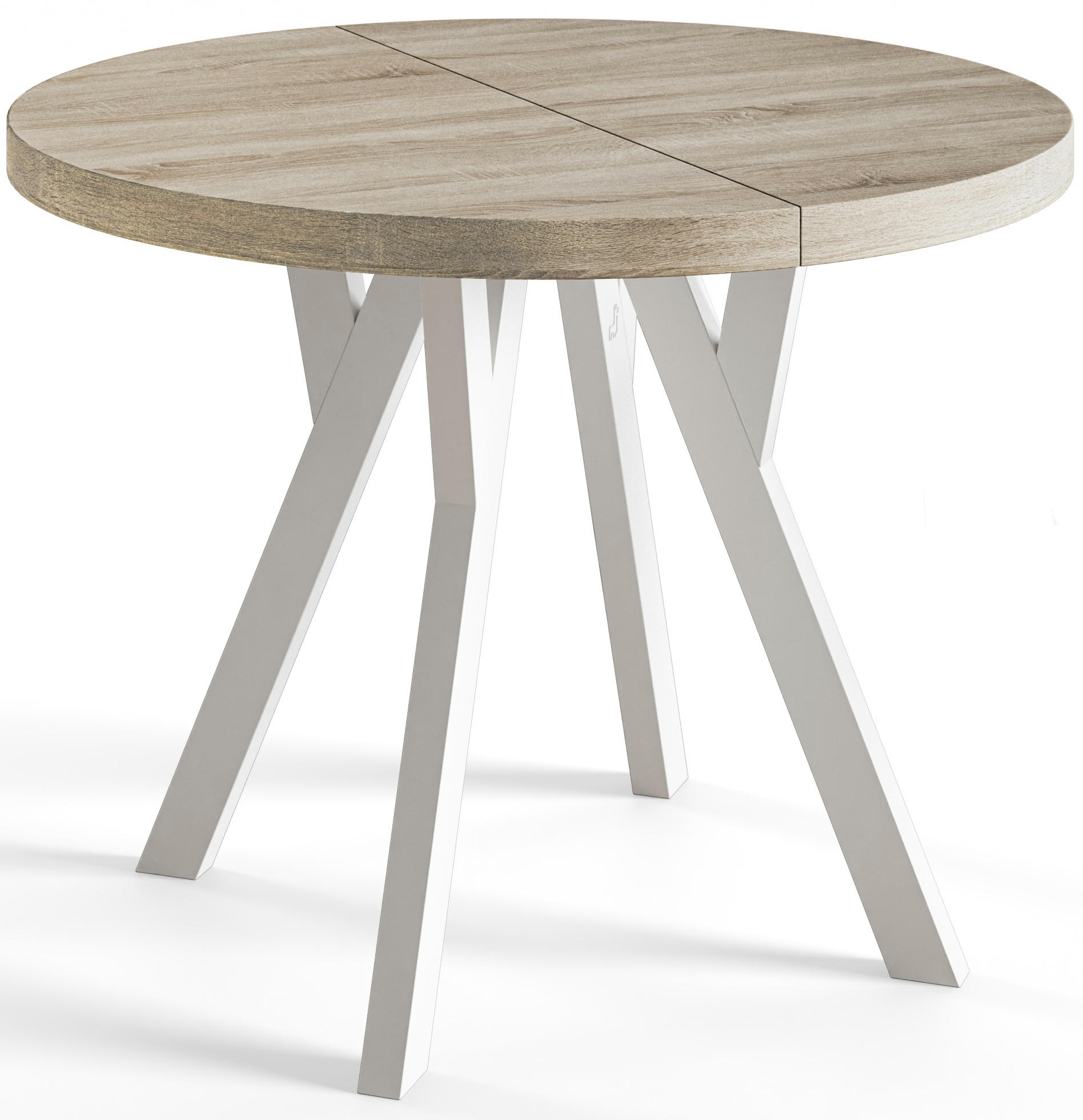 ESSZIMMERTISCH OVO, ausziehbarer Tisch 110 cm bis 210 cm, Farbe: SONOMA, mit Holzbeinen in Farbe Weiß - Weiß/Sonoma Eiche, Holzwerkstoff (110/110/77cm) - Alpi-Möbel