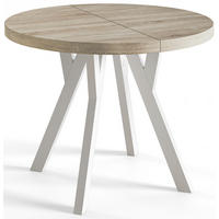 ESSZIMMERTISCH OVO, ausziehbarer Tisch 110 cm bis 210 cm, Farbe: SONOMA, mit Holzbeinen in Farbe Weiß - Weiß/Sonoma Eiche, Holzwerkstoff (110/110/77cm) - Alpi-Möbel