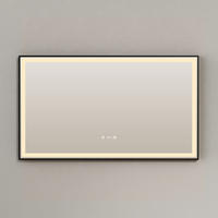 BADSPIEGEL mit Beleuchtung Schwarzer Rahmen 120/70 cm - Weiß, Glas (70/4/120cm) - EMKE