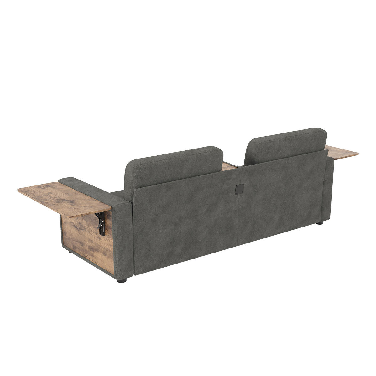 2-SITZER-SOFA mit Laptop-Tisch und Stauraum, DE-42611, Grau - Dunkelgrau, Metall (178/57.5/71cm) - ComfortXL