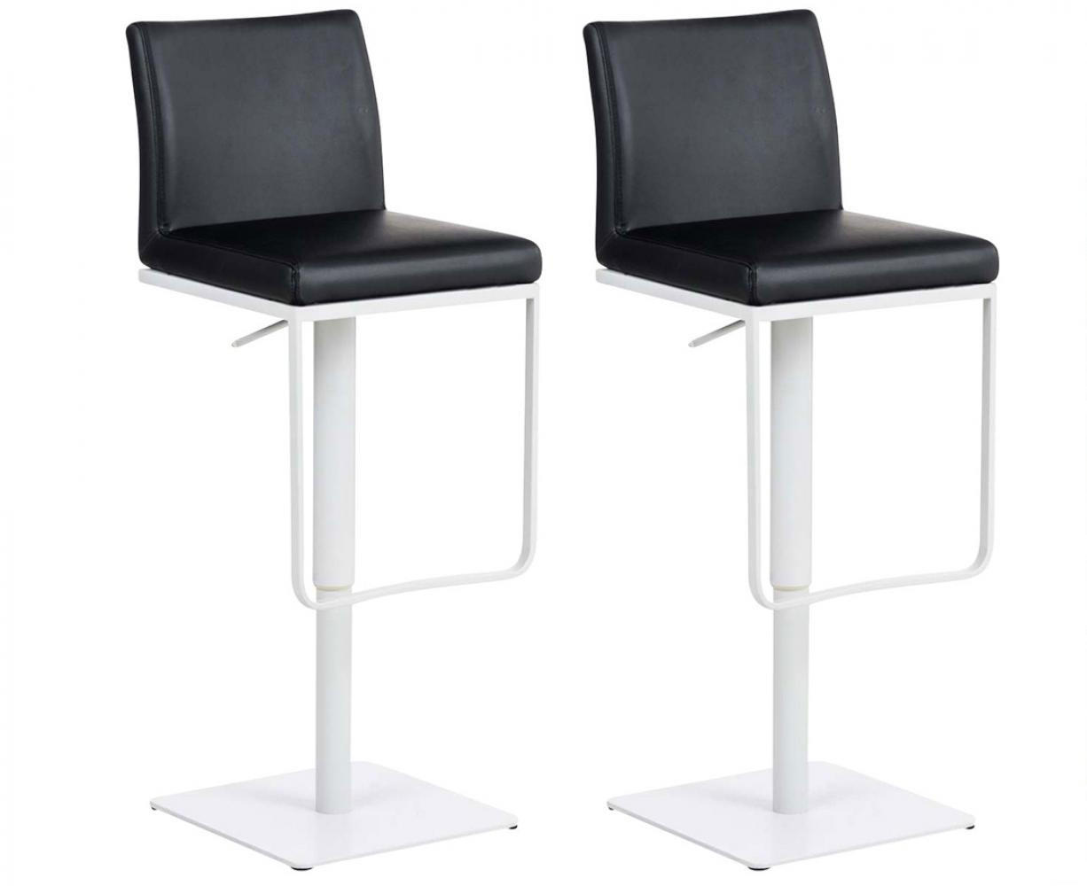 BARHOCKER 2er Set Lederlook Schwarz - Schwarz/Weiß, Textil/Metall (42/86/44cm) - CLP