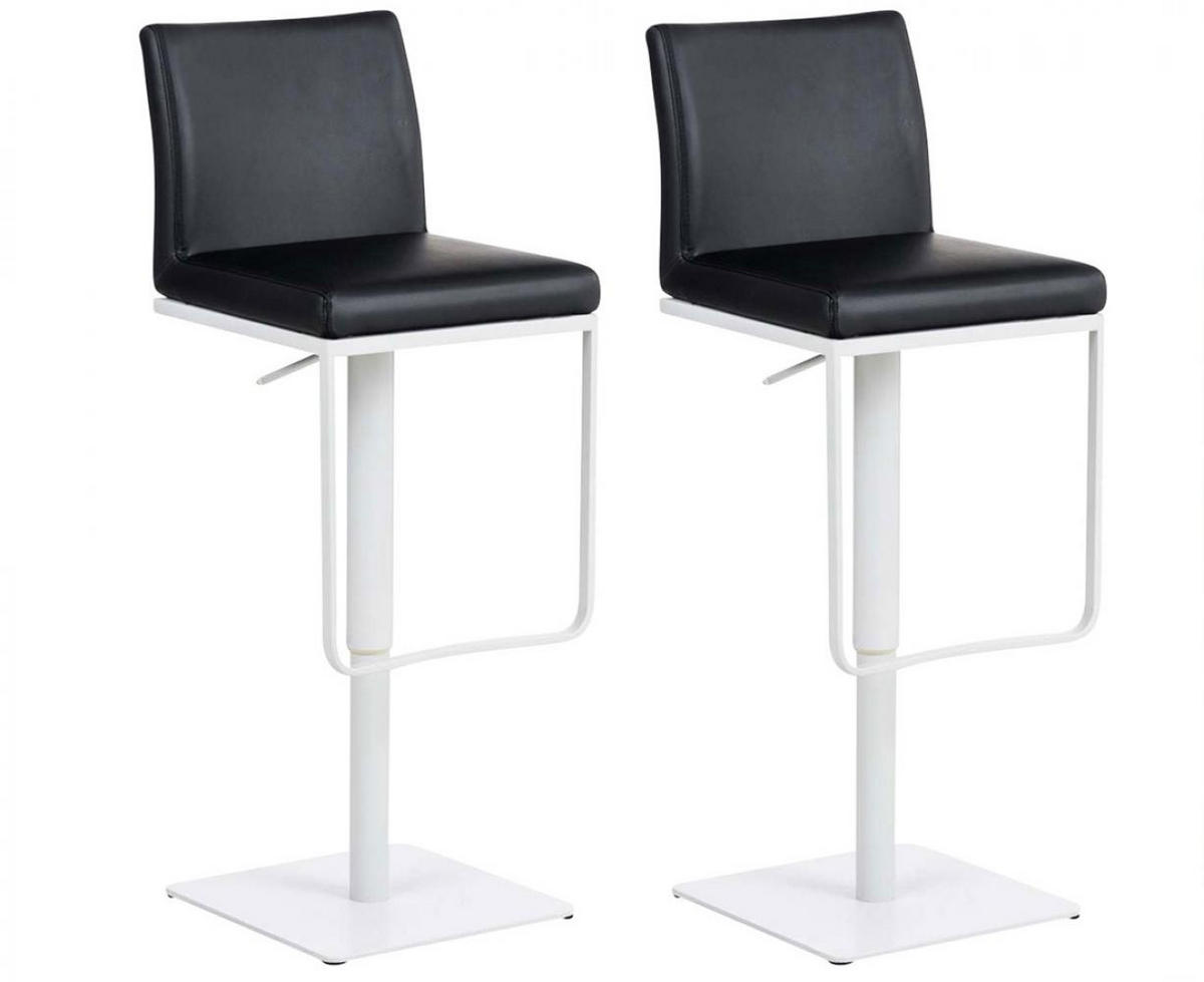 BARHOCKER 2er Set Lederlook Schwarz - Schwarz/Weiß, Textil/Metall (42/86/44cm) - CLP