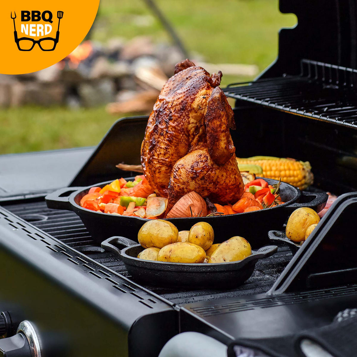 HÄHNCHENBRÄTER aus Gusseisen Ø28cm - Schwarz, Metall (29/12/29cm) - BBQ Nerd