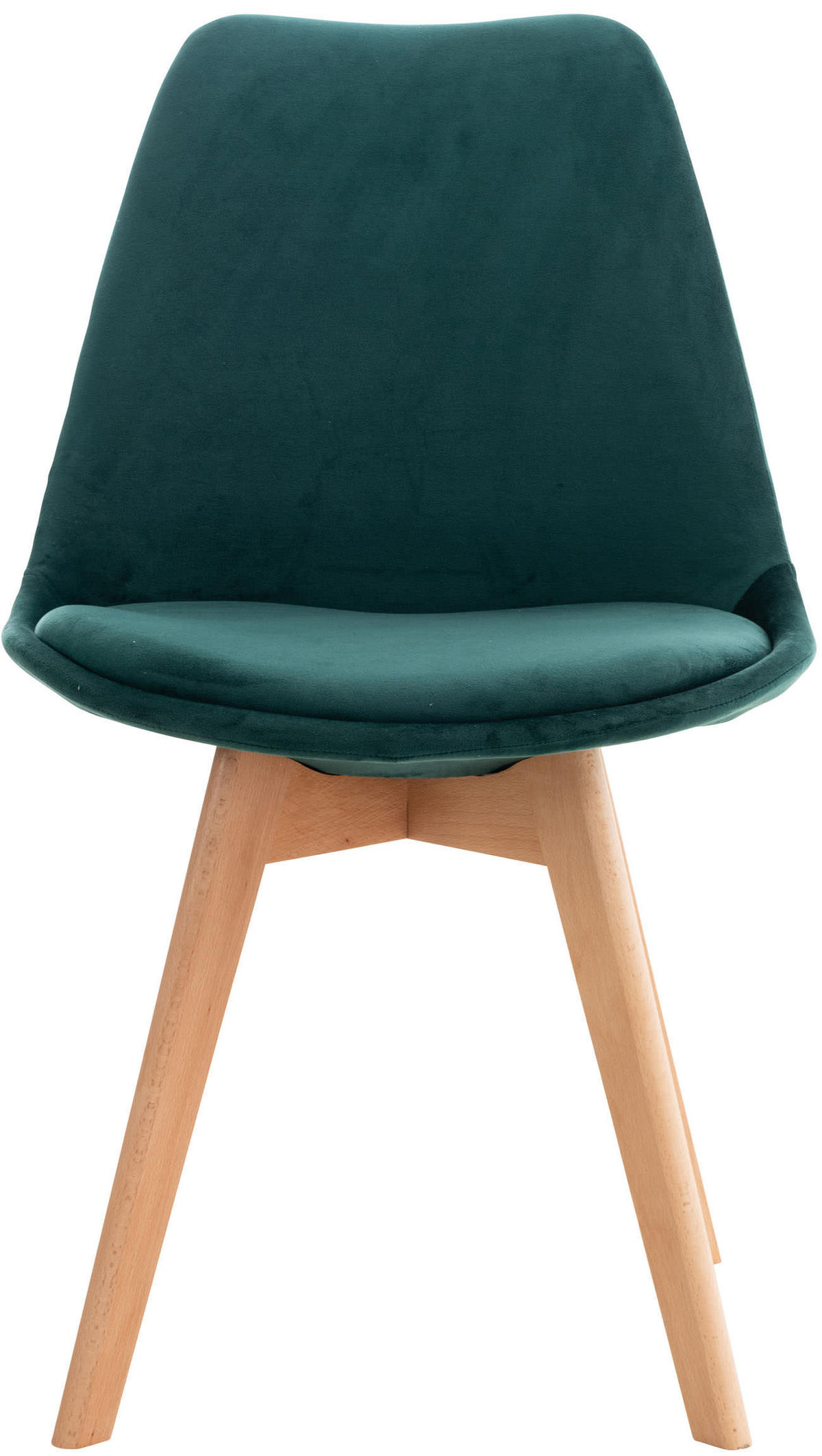 STUHL 4er Set Samt grün - Eukalyptusholzfarben/Grün, Holz/Textil (49/83/50cm) - CLP