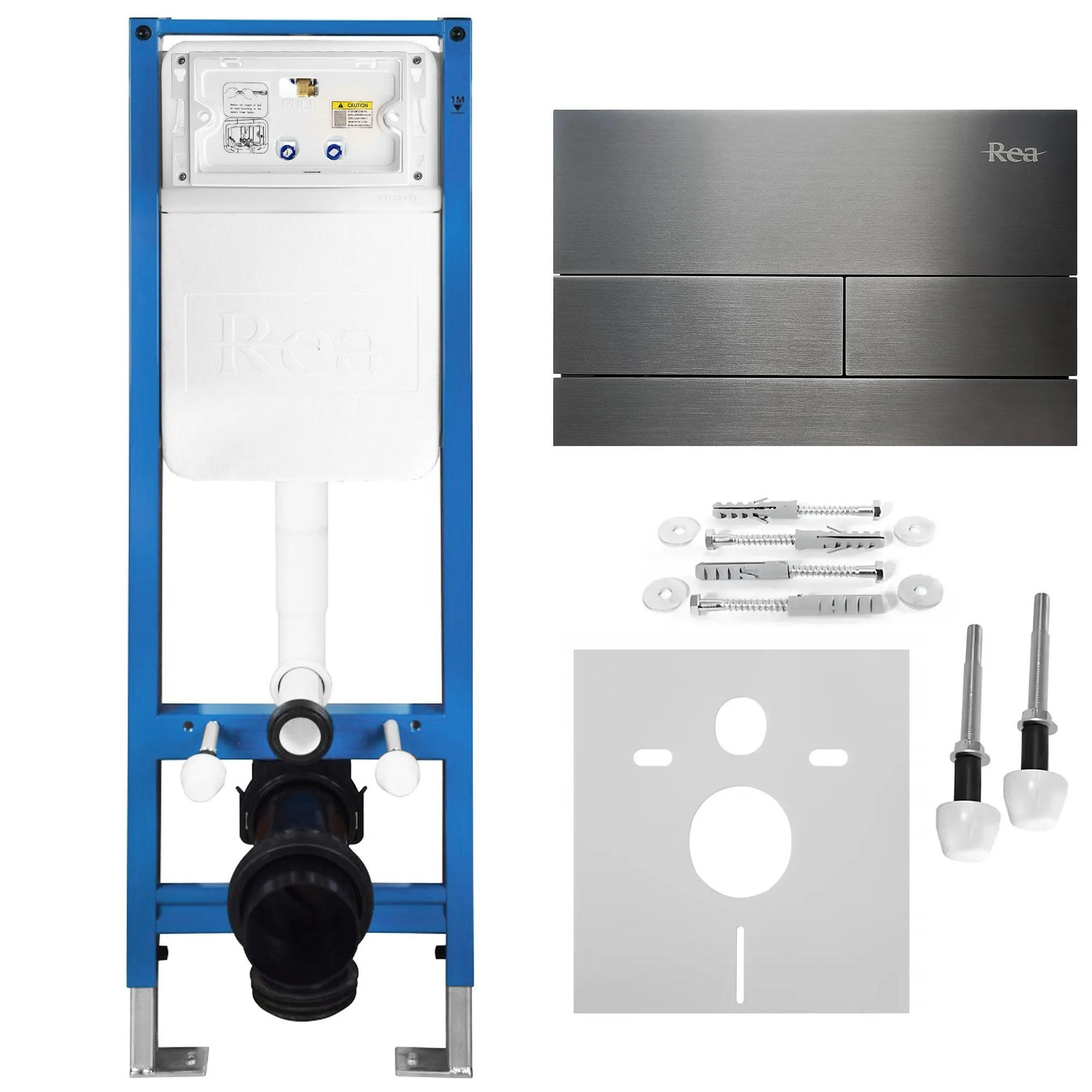 UNTERPUTZ-WC-GESTELL Set Rea Slim 024n Mit T Titan Drückerplatte - Weiß, Metall (35.2/106.2/22cm) - REA