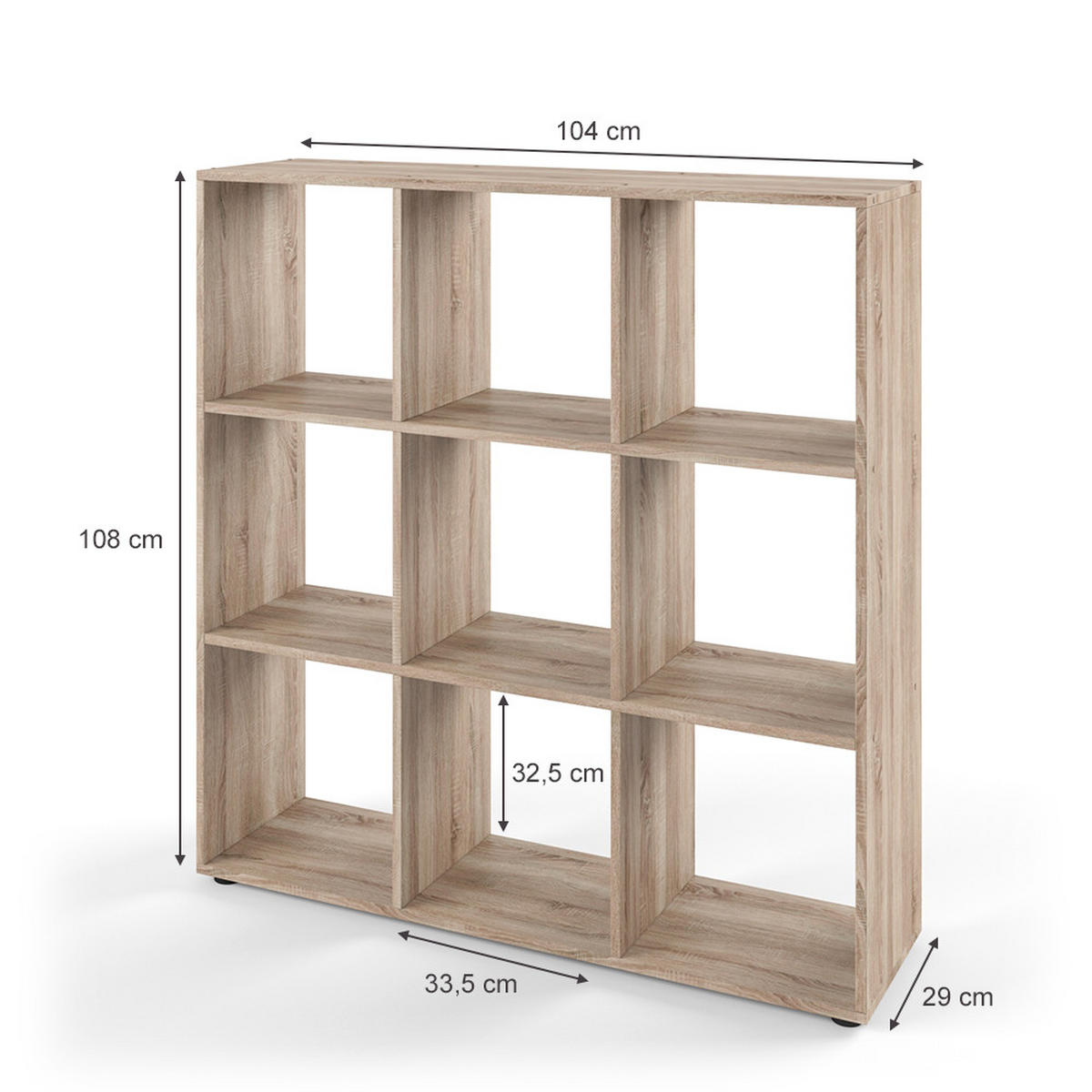 RAUMTEILER Nove Sonoma 104 x 108 cm - Sonoma Eiche, Holzwerkstoff (104/108/29cm) - Vicco