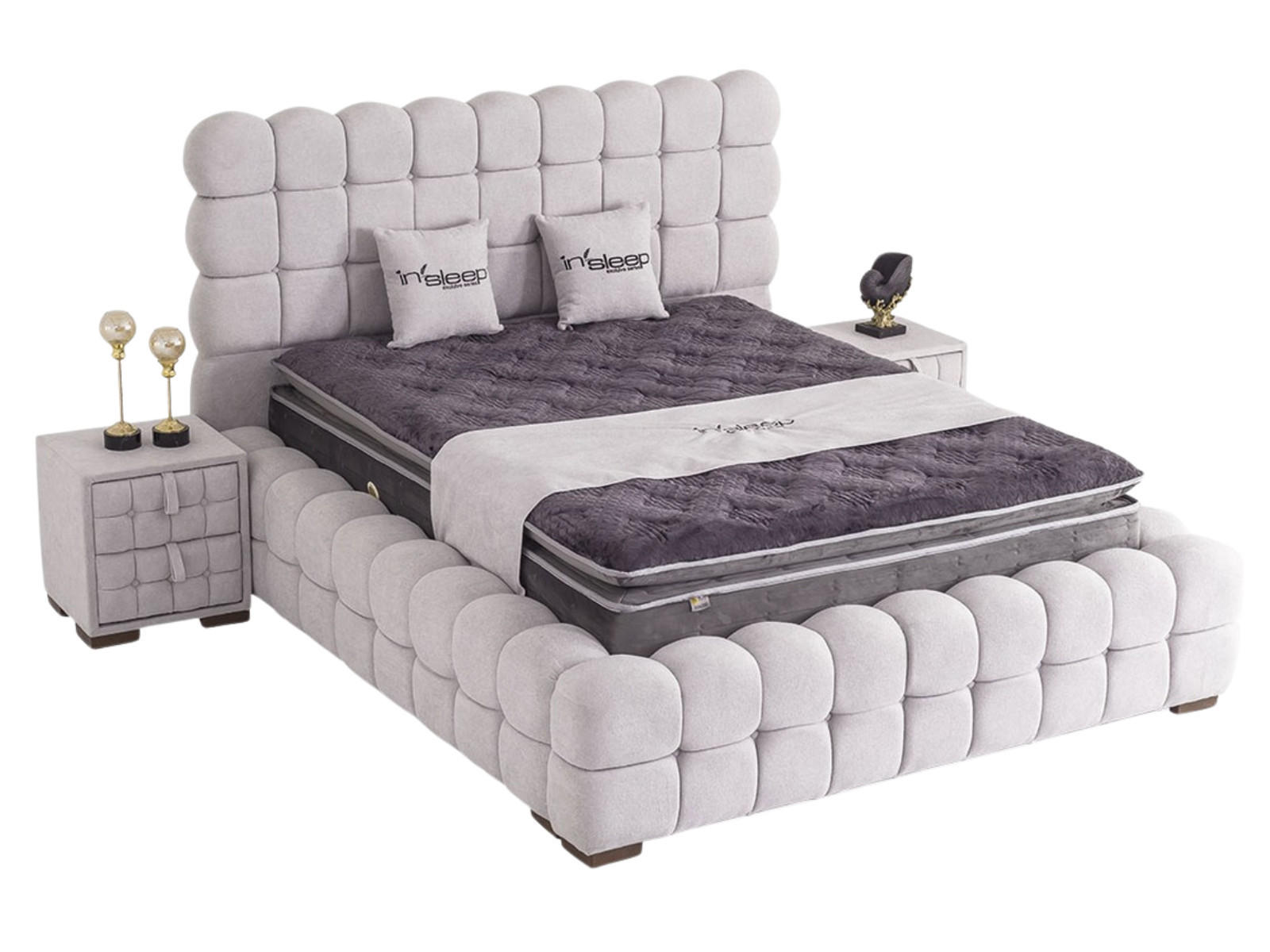 POLSTERBETT Helen 180x200 Grau - Grau, Textil/Metall (180/200cm) - Villa Möbel