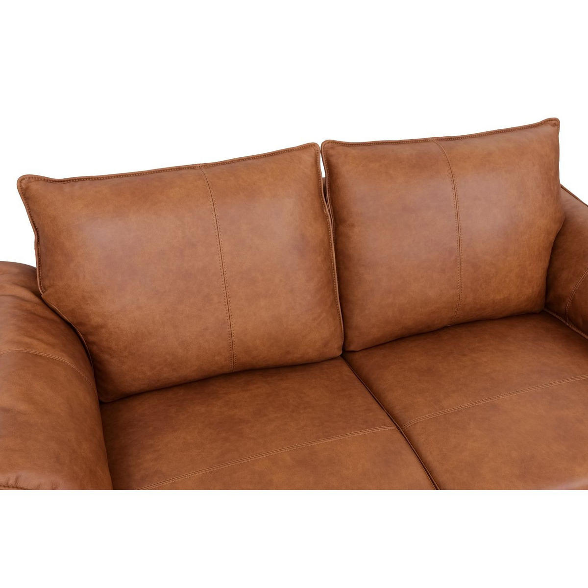 ZWEISITZER-SOFA Echtleder Cognac Braun - Schwarz/Braun, Leder/Metall (160/88/90cm) - Furnhouse