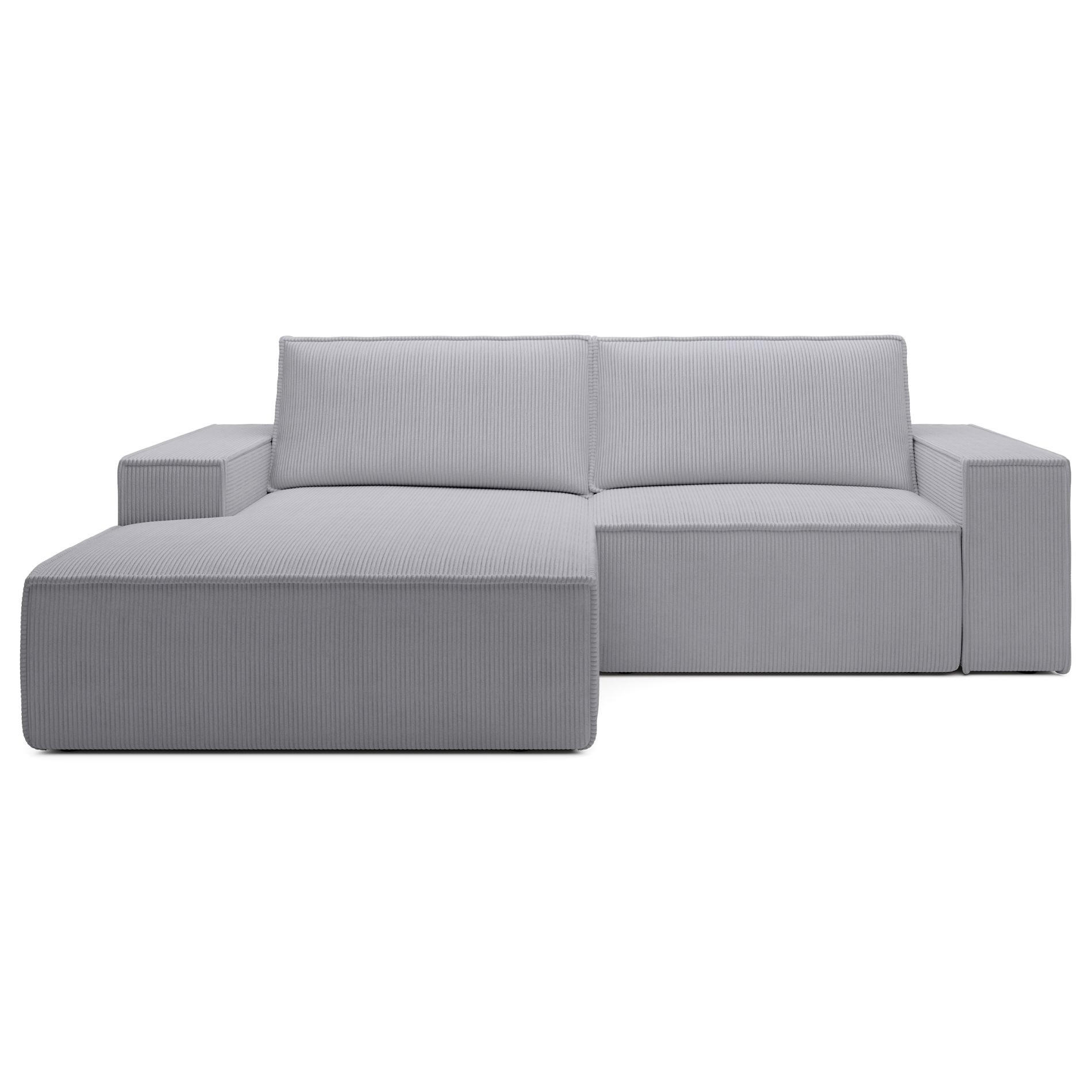 ECKSOFA Farese Mini mit Cordbezug Hellgrau, links - Hellgrau/Schwarz, Textil (240/167cm) - Selsey