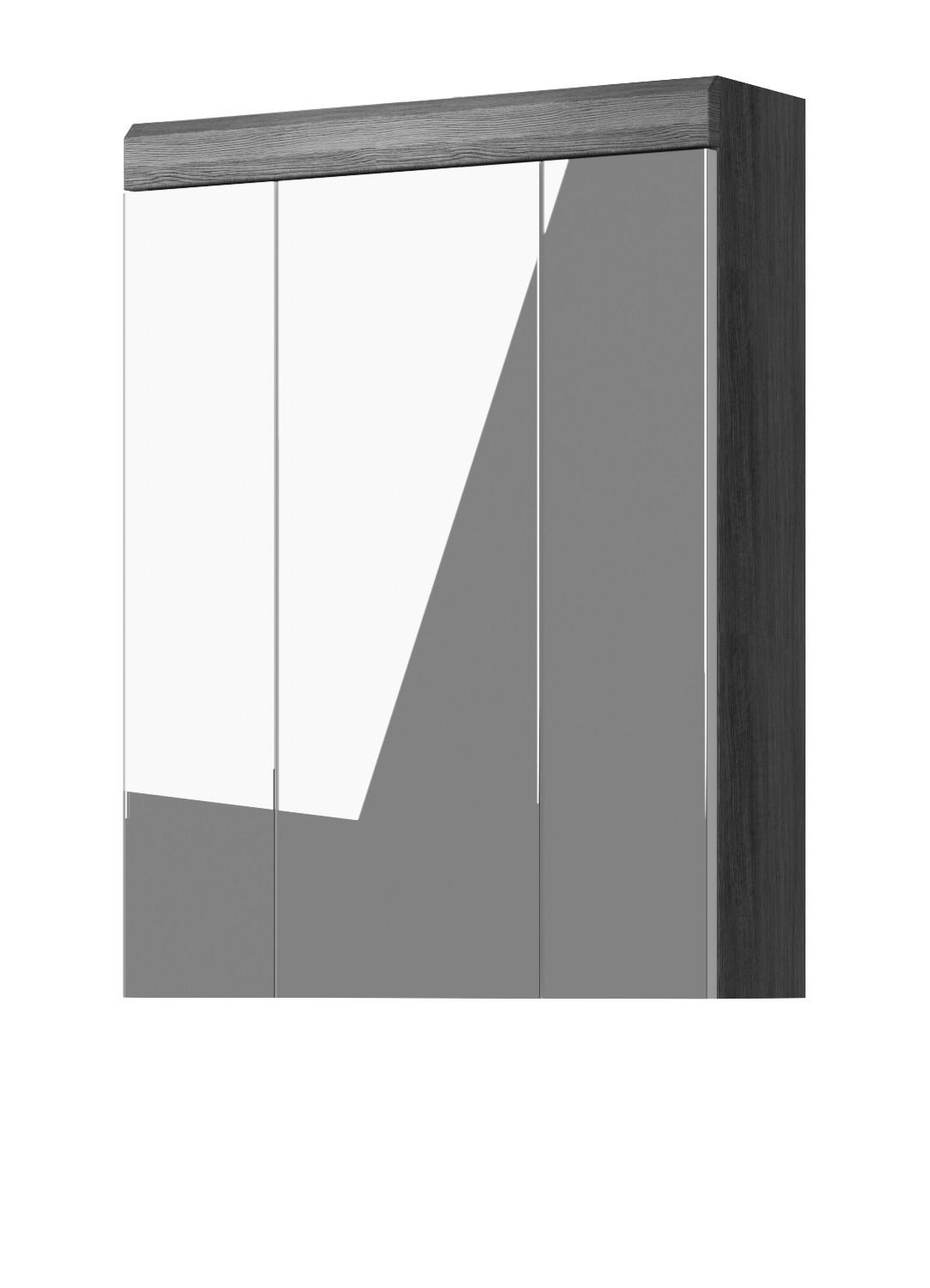 SPIEGELSCHRANK grau 60 x 79 cm, Badschrank 3-türig mit Spiegeltüren - Grau, Glas/Holzwerkstoff (60/79/18cm) - Inn.Furn