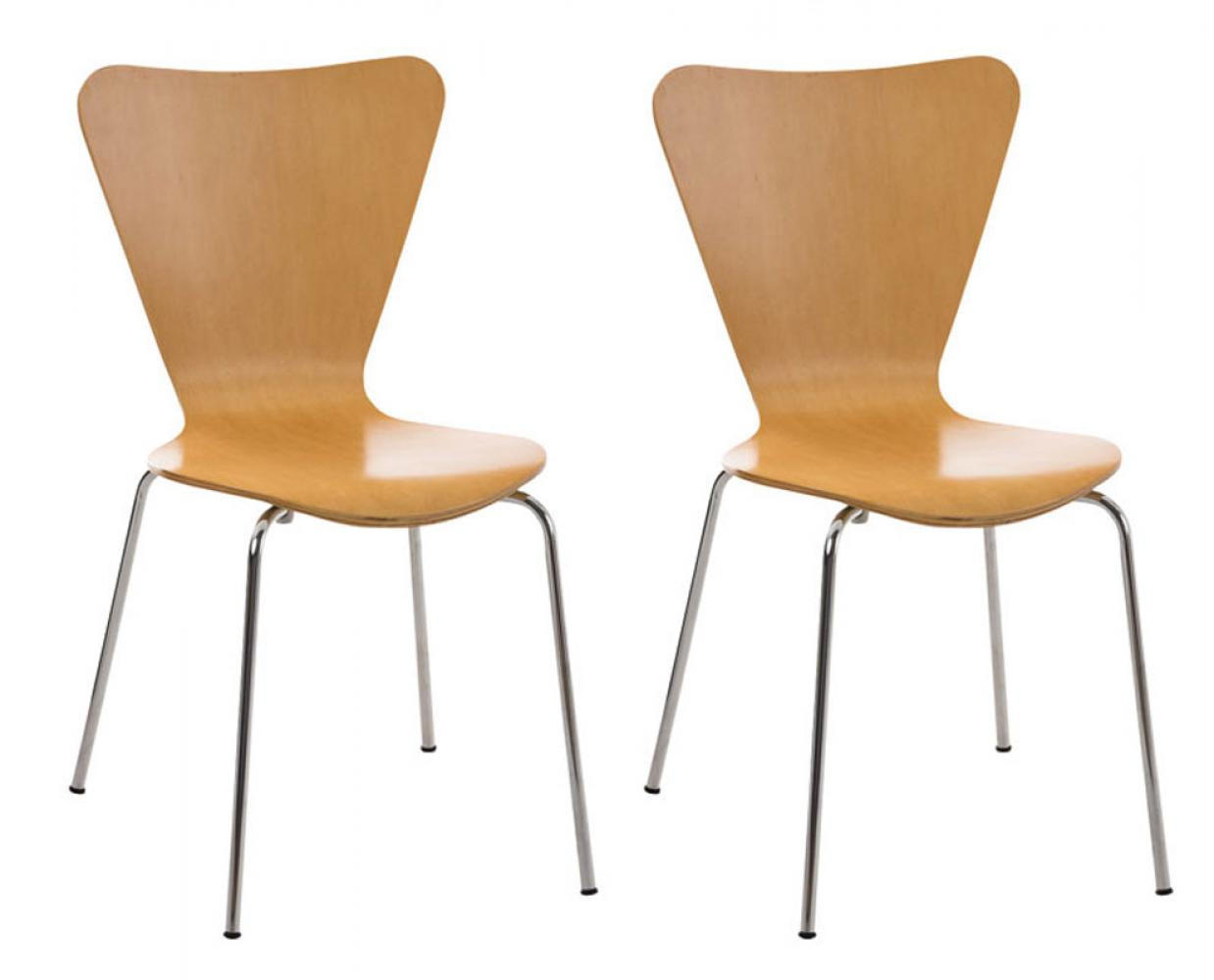 BESUCHERSTUHL 2er Set Holz natura - Eukalyptusholzfarben, Holz/Metall (45/85/49cm) - CLP