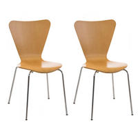 BESUCHERSTUHL 2er Set Holz natura - Eukalyptusholzfarben, Holz/Metall (45/85/49cm) - CLP
