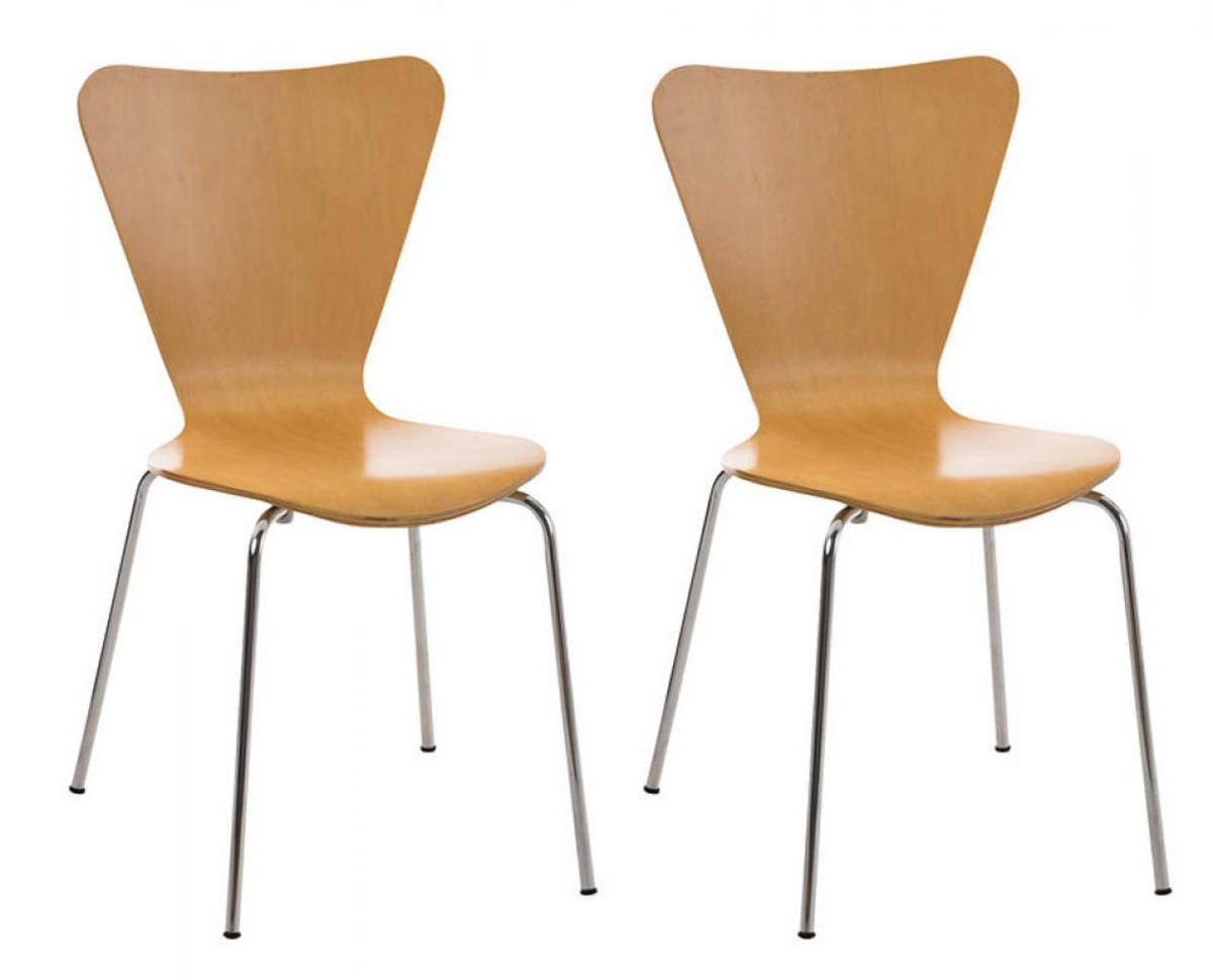 BESUCHERSTUHL 2er Set Holz natura - Eukalyptusholzfarben, Holz/Metall (45/85/49cm) - CLP