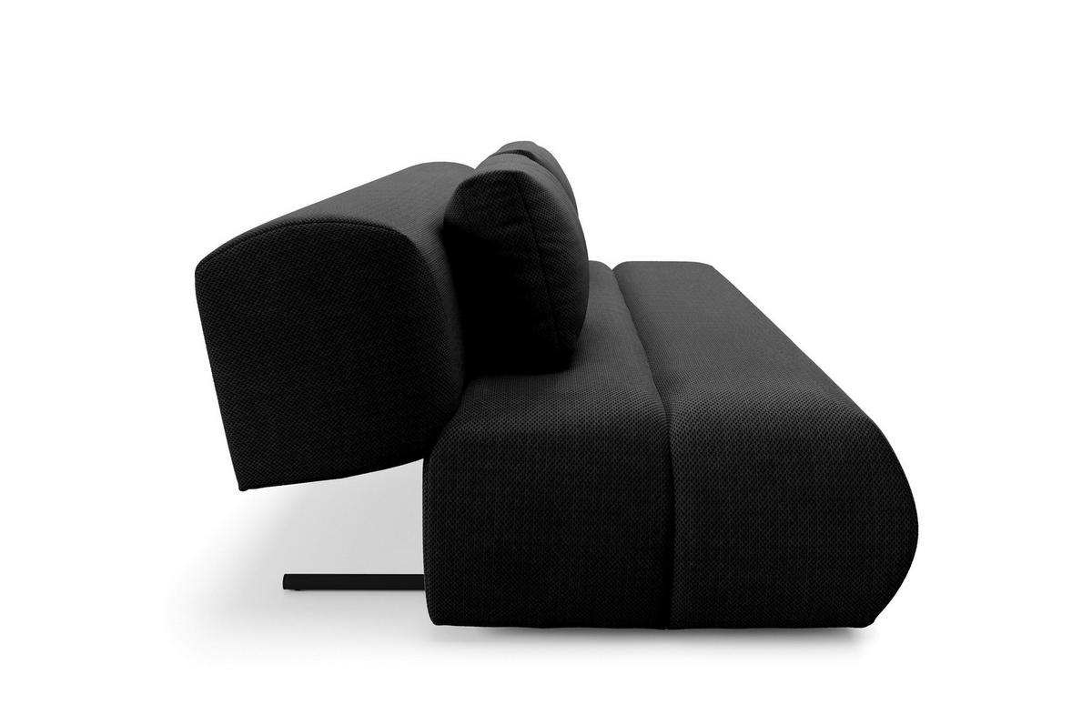 BETTSOFA ATOMO Schwarz Velours-Stoff mit Schlaffunktion - Schwarz, Holz (217/82/134cm) - MASSENO