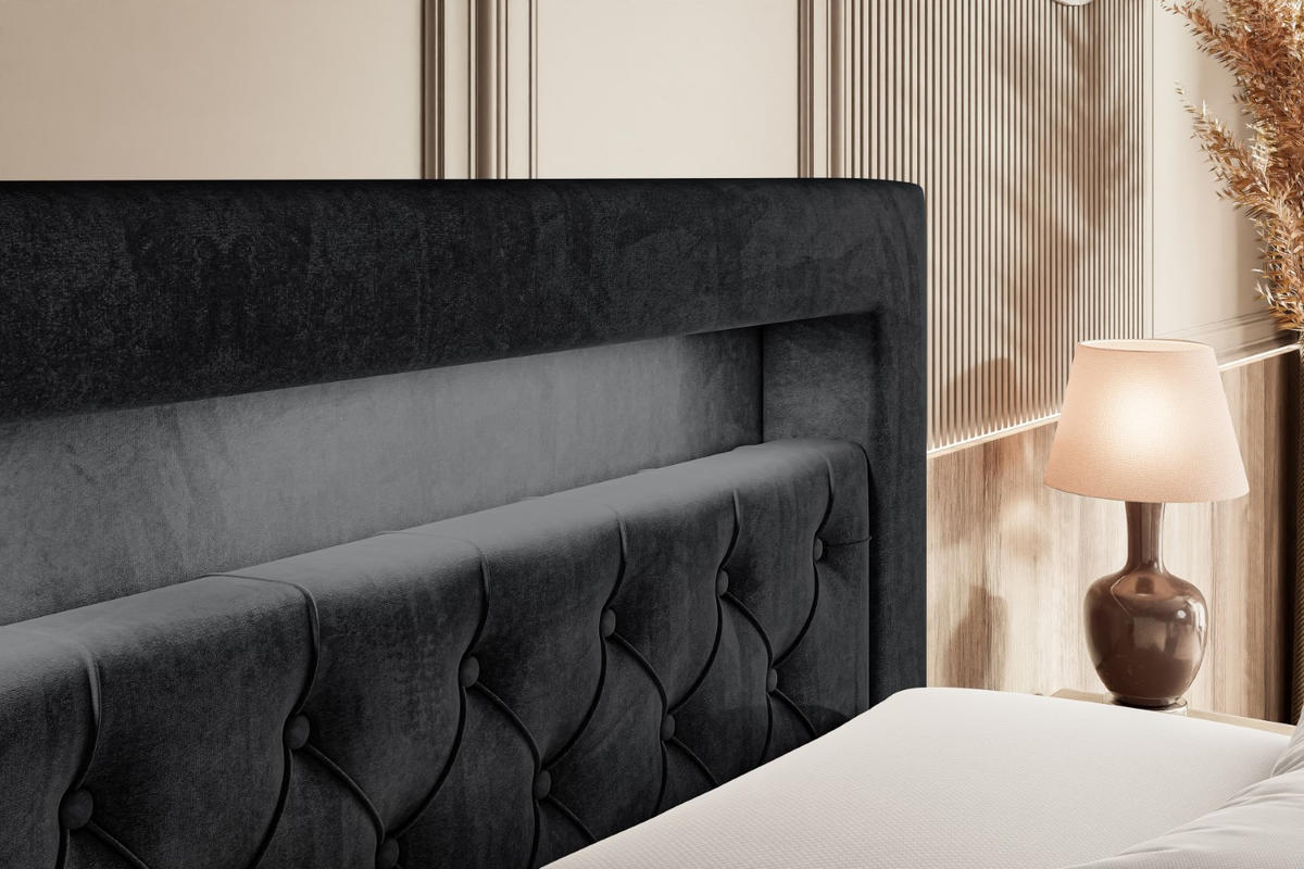 BOXSPRINGBETT NOEL GOLD KING - 140x200 - H3/H4 - Schwarz - Schwarz, Holzwerkstoff (140/200cm) - ALTDECOR