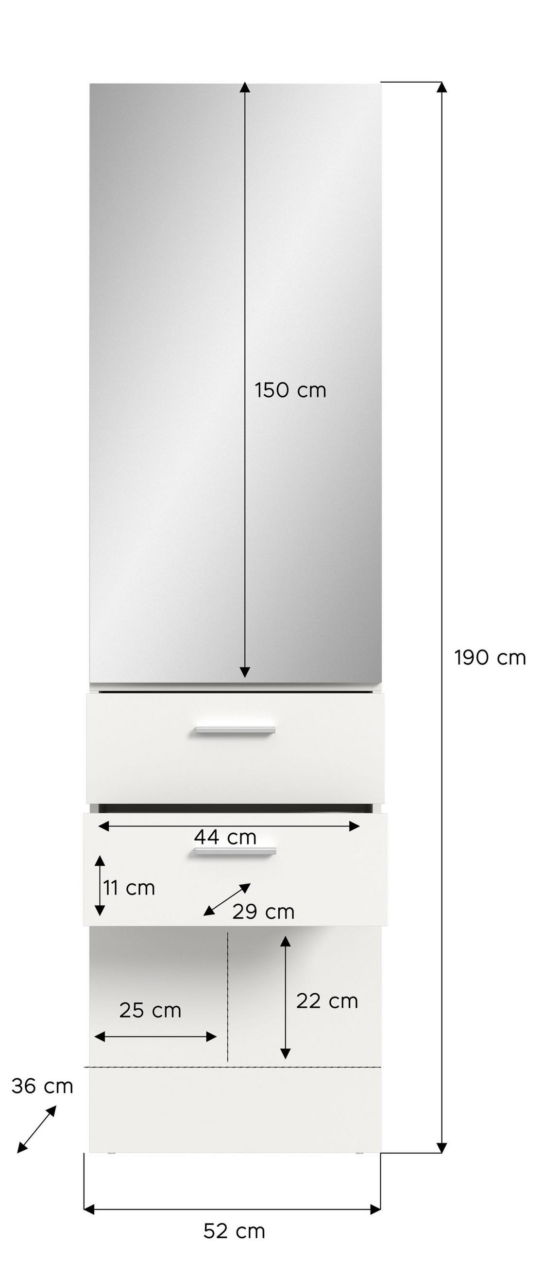 GARDEROBENPANEEL VAGA (B/H/T: ca. 52/190/36 cm) in weiß/weiß - Weiß, Holzwerkstoff (52/190/36cm)