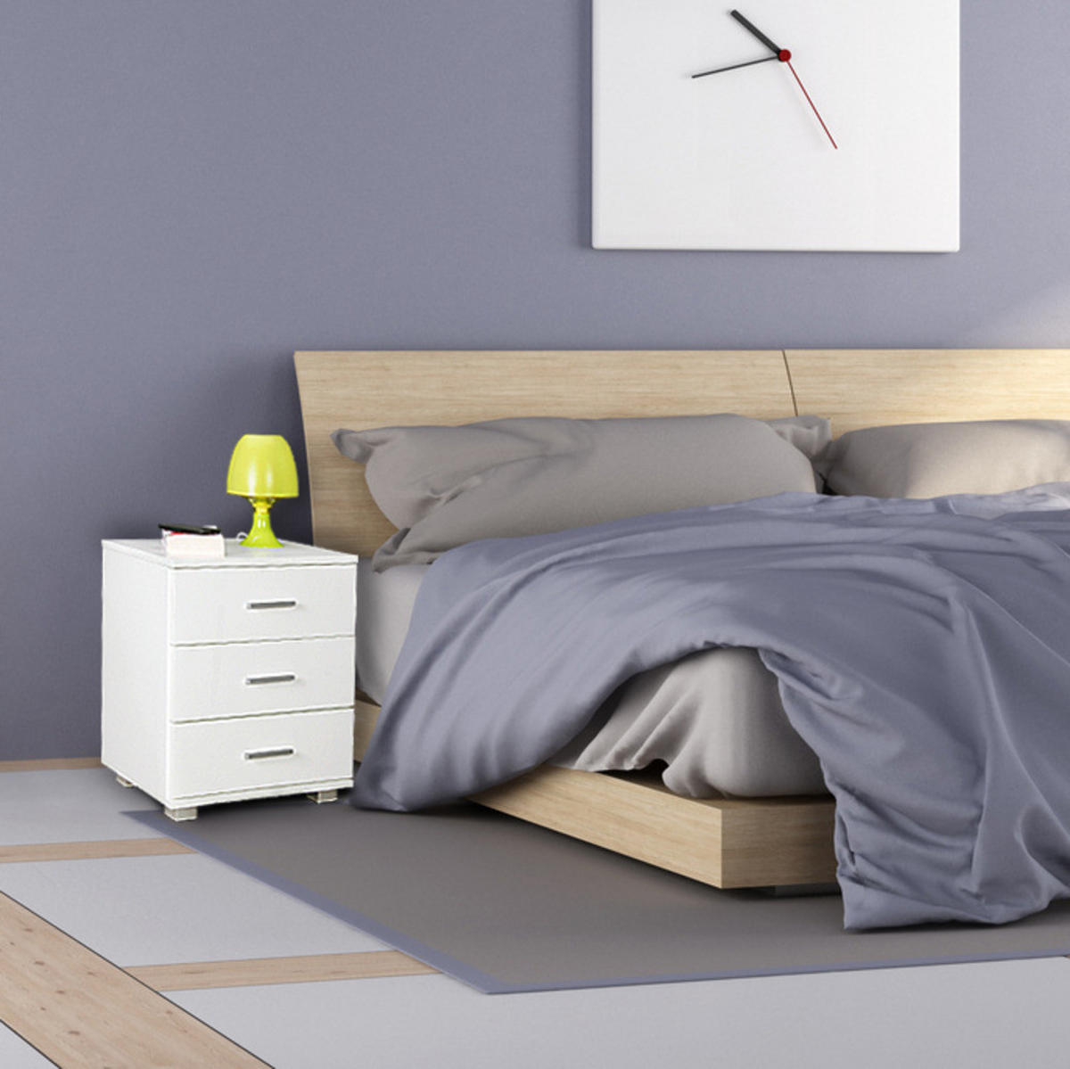 NACHTKONSOLE Holz mit 4 Standfüßen ANAPO, Weiß 45x34x54 cm - Silberfarben/Weiß, Holz/Kunststoff (45/54/34cm) - KADIMA DESIGN