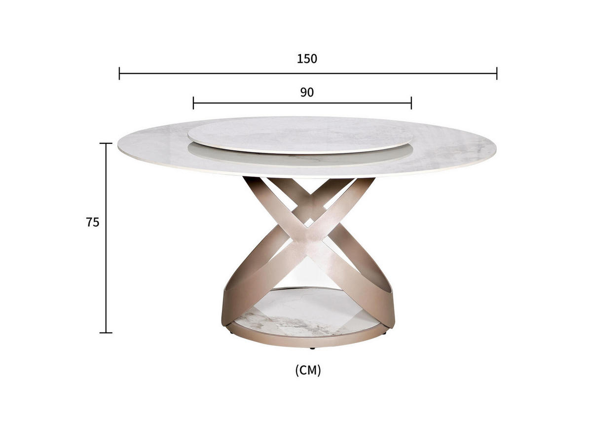ESSTISCH MODIG Weiß 150x150x75 cm - Weiß, Stein (150/150/75cm) - FURNLUX