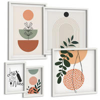 BILDER SET 5er Set - 50x50 cm & 20x30 cm & 40x60 cm Weißer Rahmen - Abstrakte Pflanzenformen - Weiß, Kunststoff (40/60cm) - TULUP