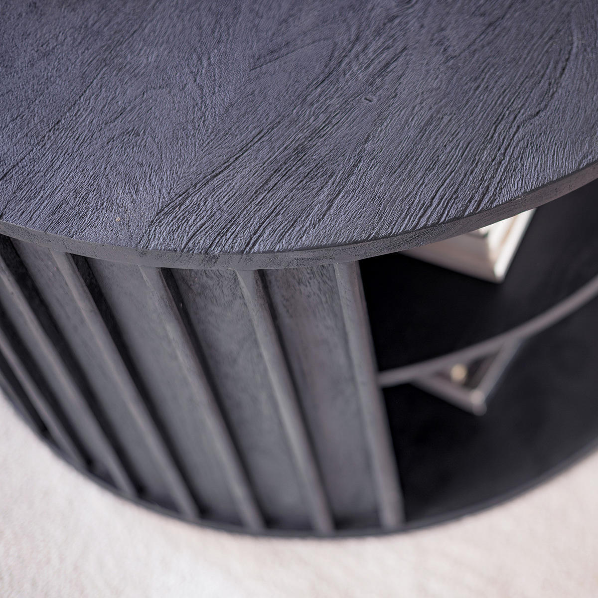 COUCHTISCH - Akazie massiv - Schwarz/Akaziefarben, Holz (70/70/40cm) - home24