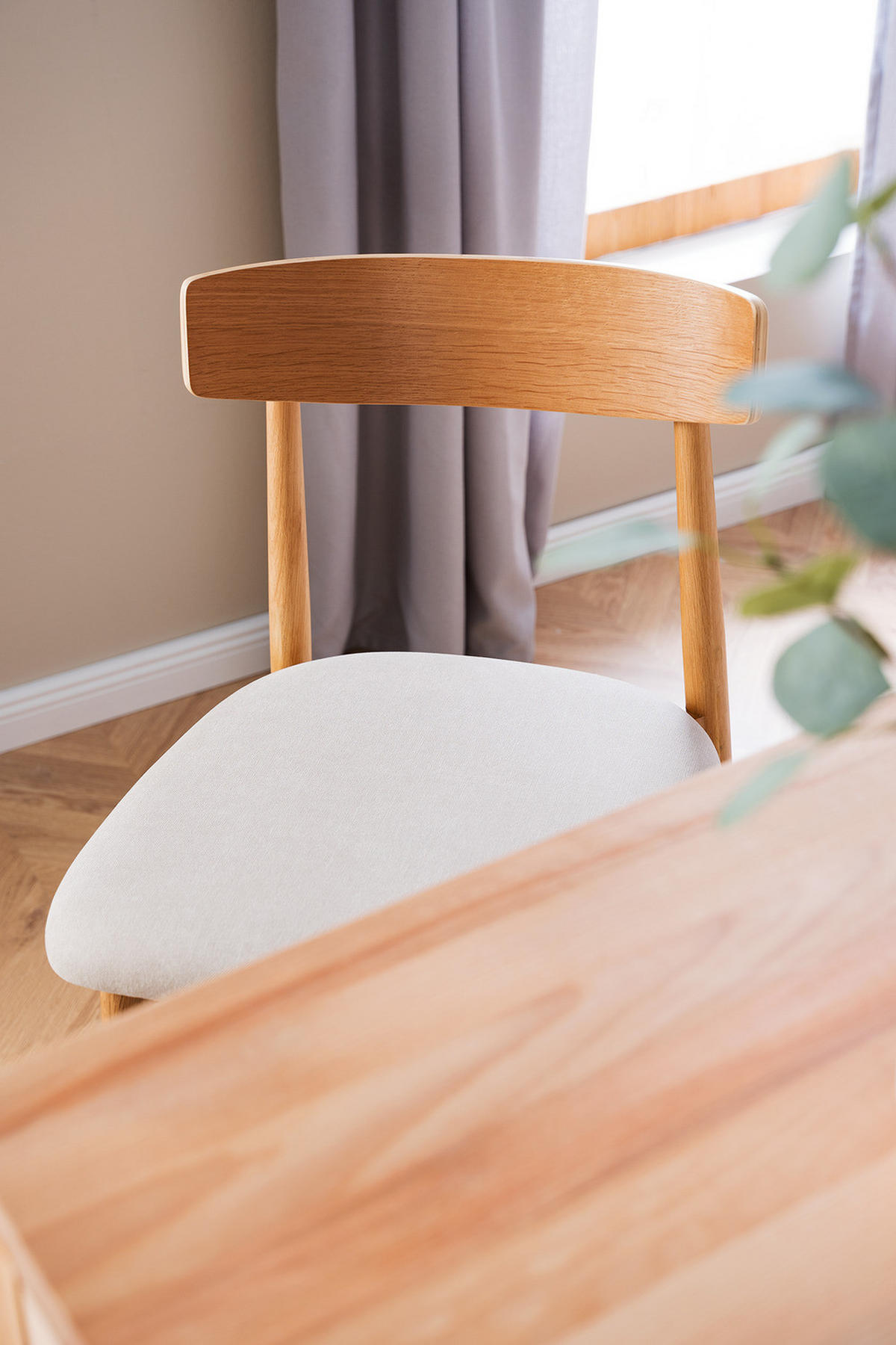 ESSZIMMERSTUHL - Eiche massiv / Webstoff, 2er-Set - Eichefarben/Beige, Textil (47/78/51cm) - home24