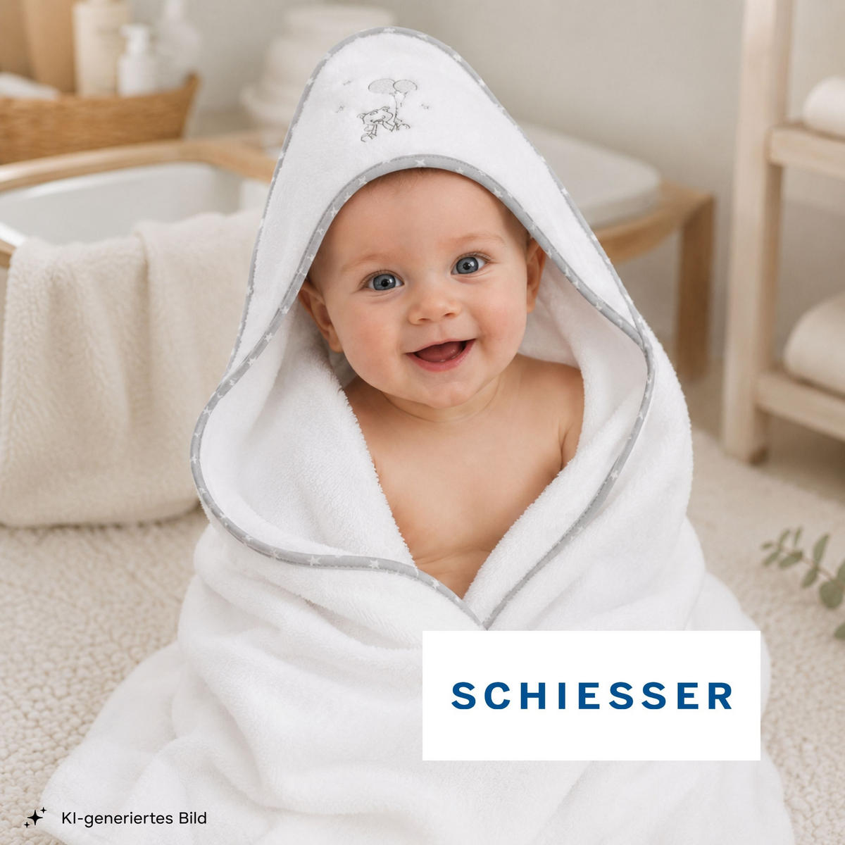 BABY-KAPUZENHANDTUCH Las Palmas (Miro) - 80 x 80 cm - Weiß - Weiß, Textil (80/80cm) - SCHIESSER