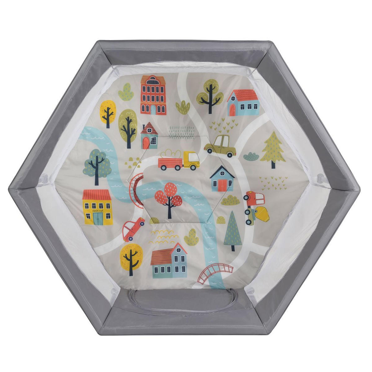 LAUFSTALL Playbox grau 139 x 118 cm, Matratze, Tragetasche, Öffnung, klappbar, Babyreisebett - Grau, Metall (118/74/139cm) - Cangaroo